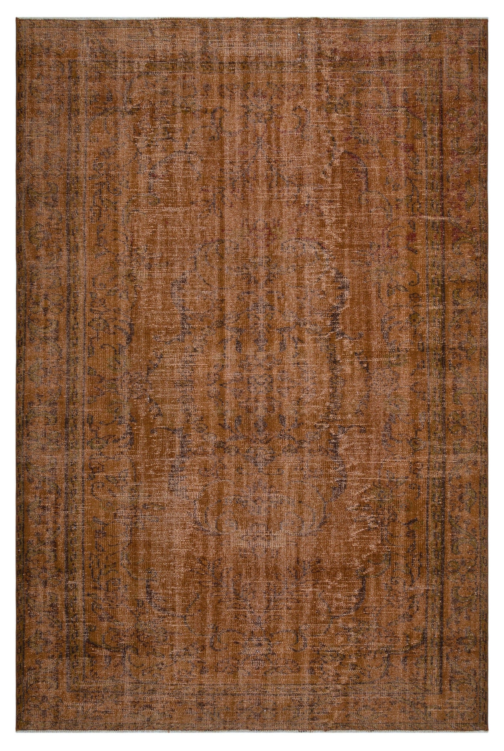 Atina Brown Vintage Wool Handmade Area Rug 5'6" x 10'0"