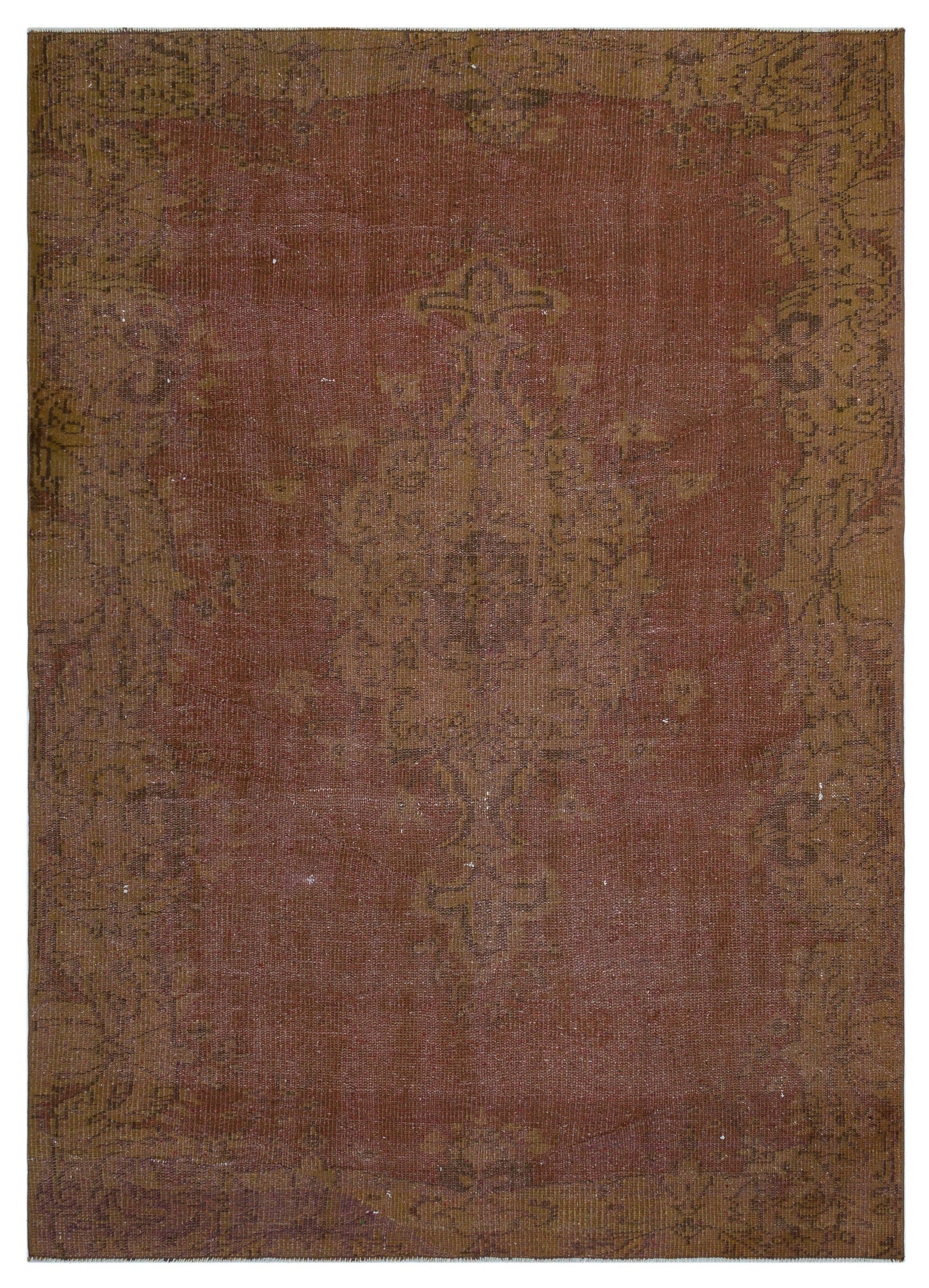 Atina Brown Vintage Wool Handmade Area Rug 5'2" x 7'7"