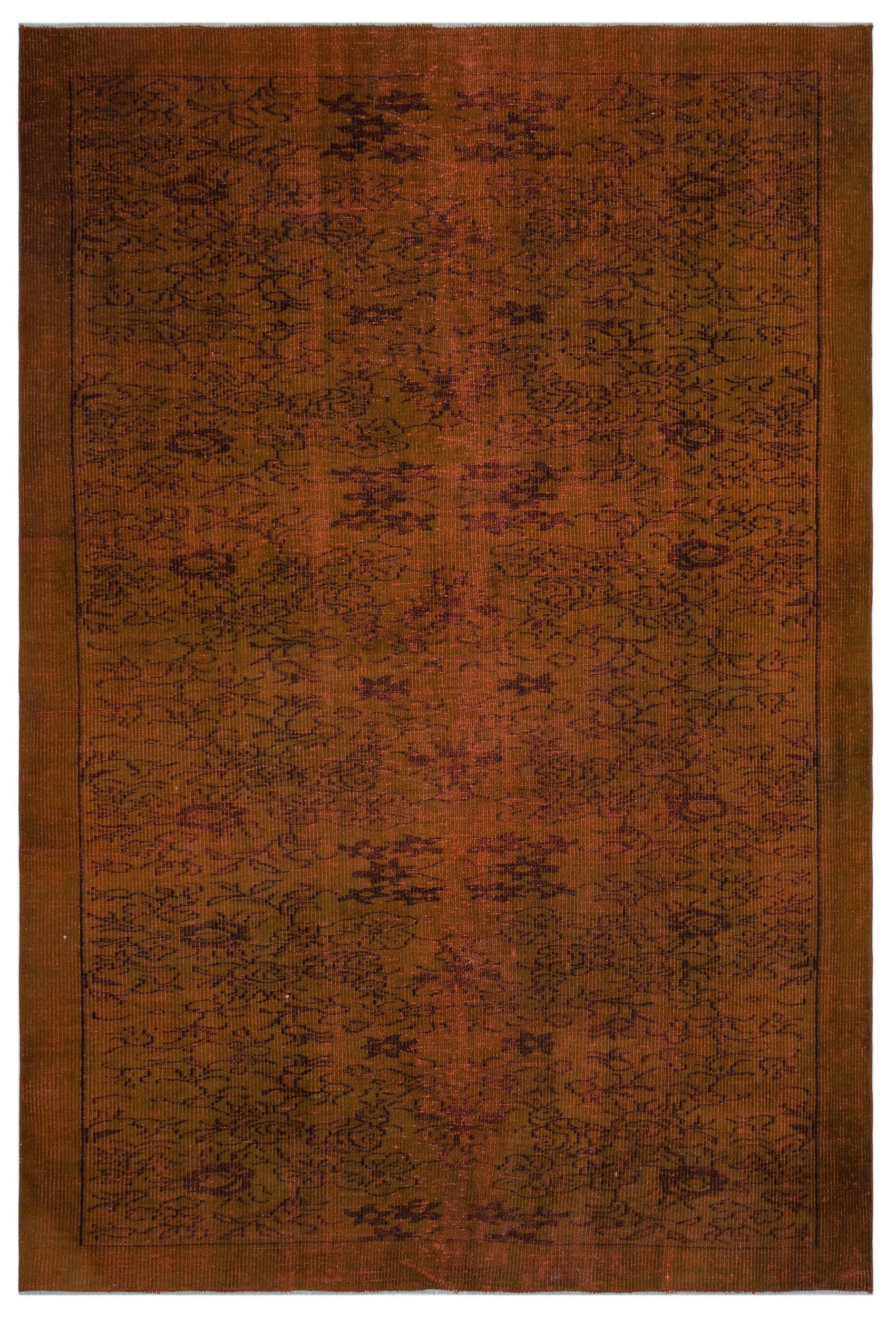 Atina Brown Vintage Wool Handmade Area Rug 6'1" x 9'3"