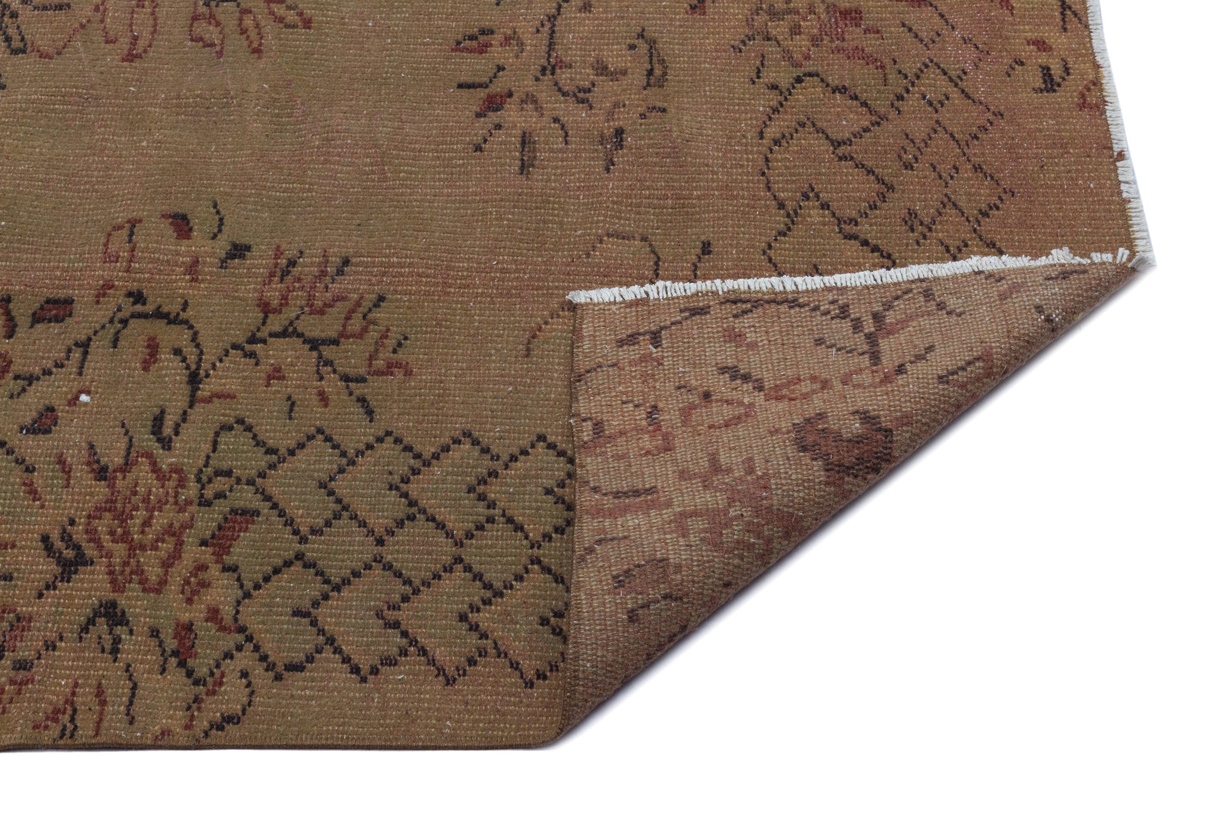 Atina Brown Vintage Wool Handmade Area Rug 4'11" x 8'10"