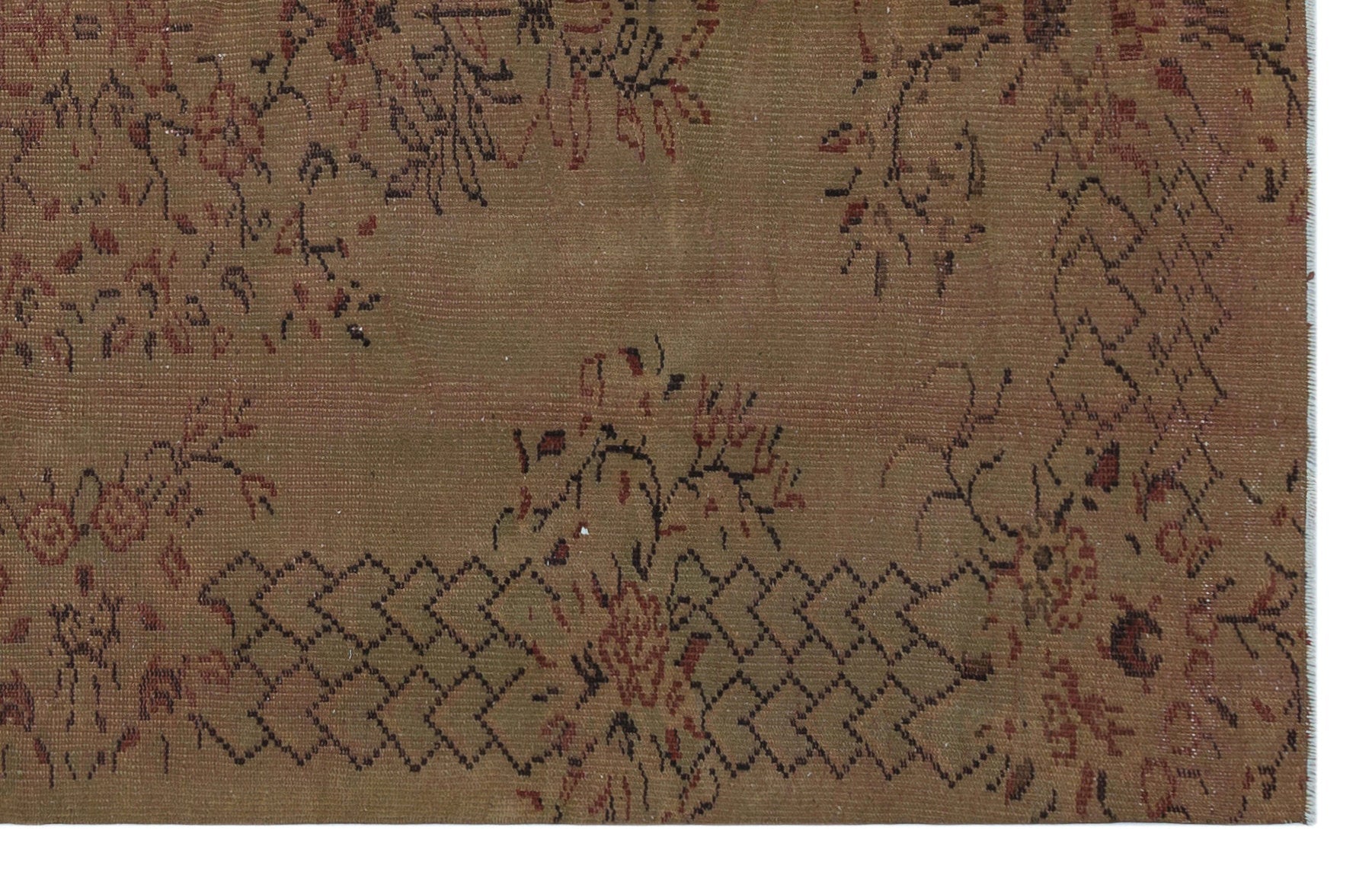 Atina Brown Vintage Wool Handmade Area Rug 4'11" x 8'10"