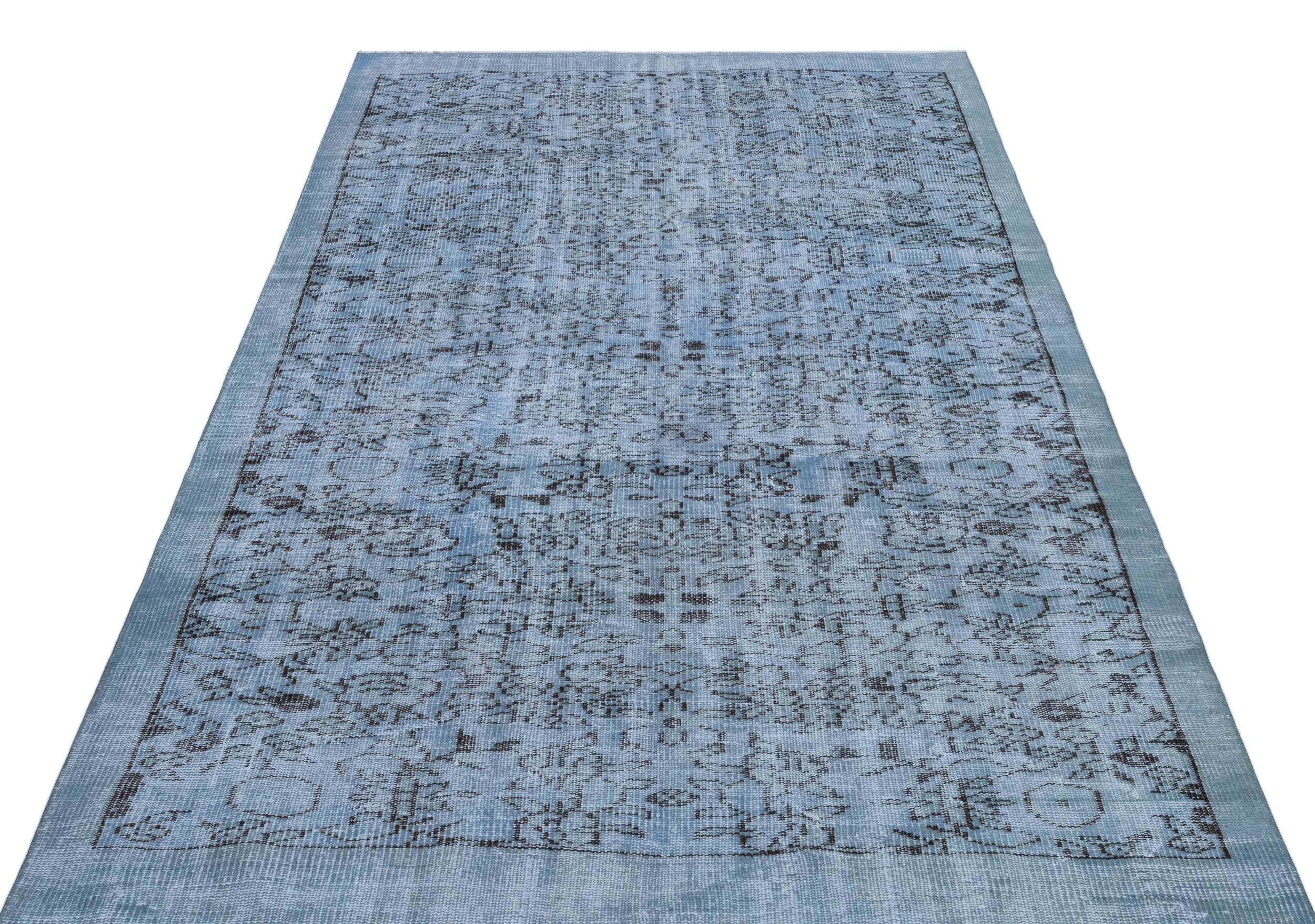 Atina Blue Vintage Wool Handmade Area Rug 5'1" x 8'6"