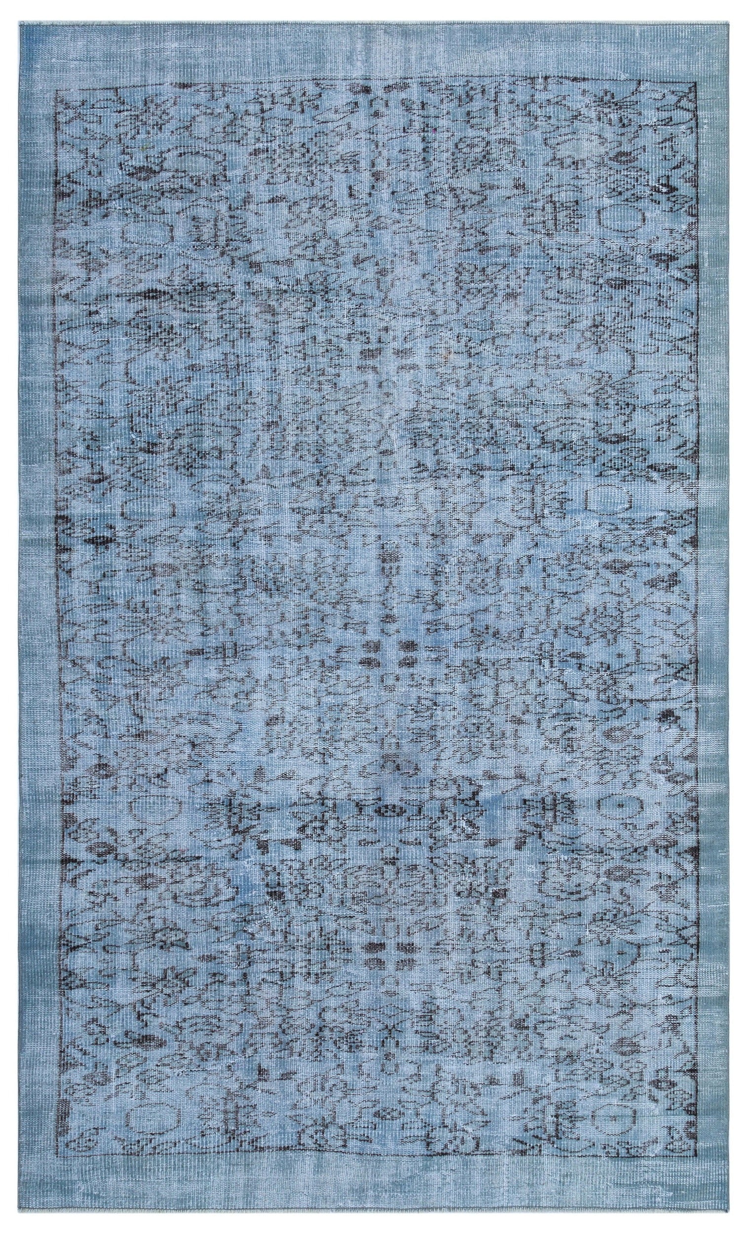 Atina Blue Vintage Wool Handmade Area Rug 5'1" x 8'6"