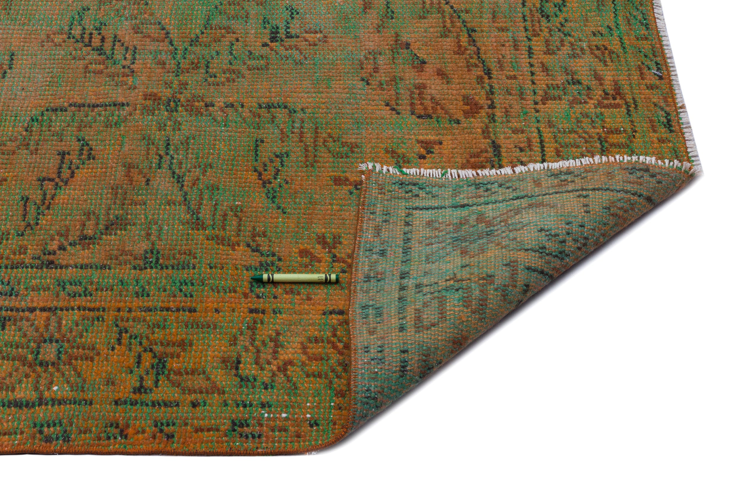 Atina Green Vintage Wool Handmade Area Rug 5'3" x 8'9"