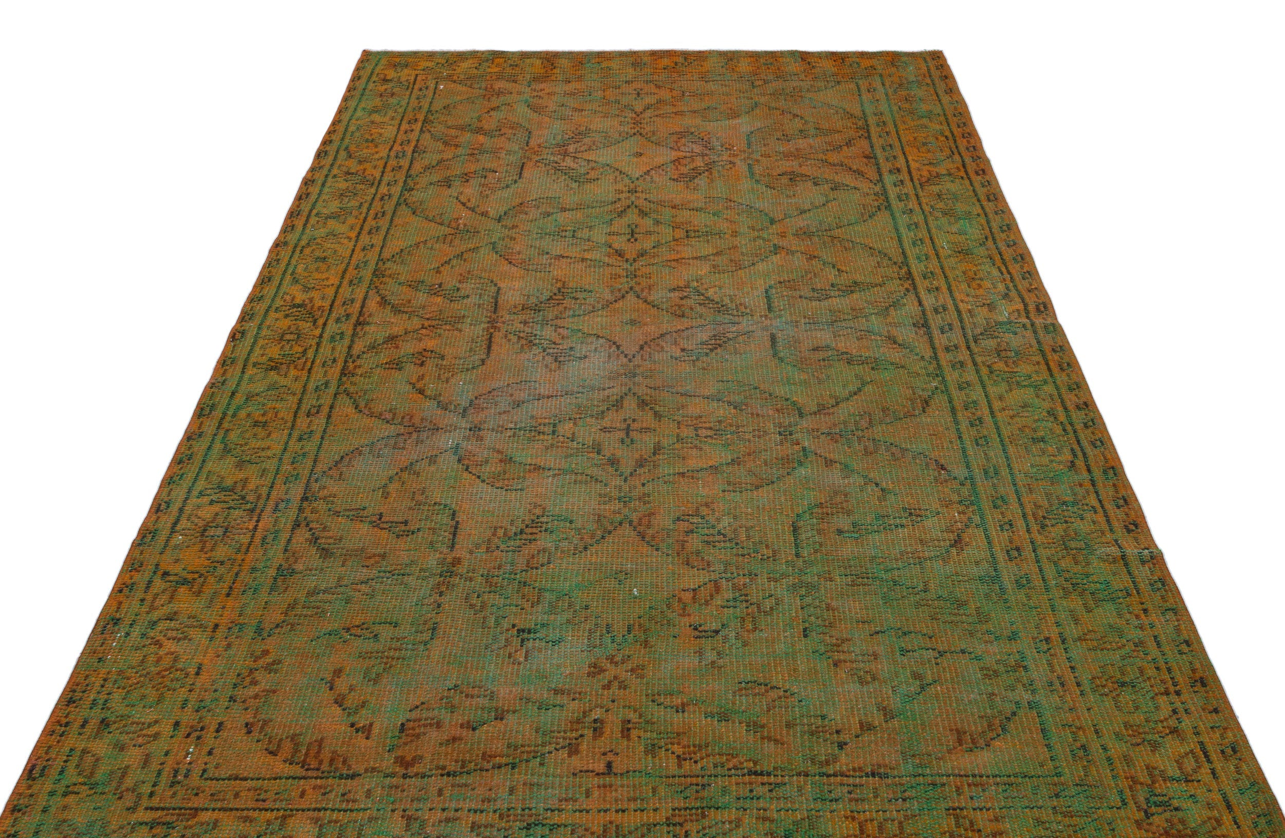 Atina Green Vintage Wool Handmade Area Rug 5'3" x 8'9"