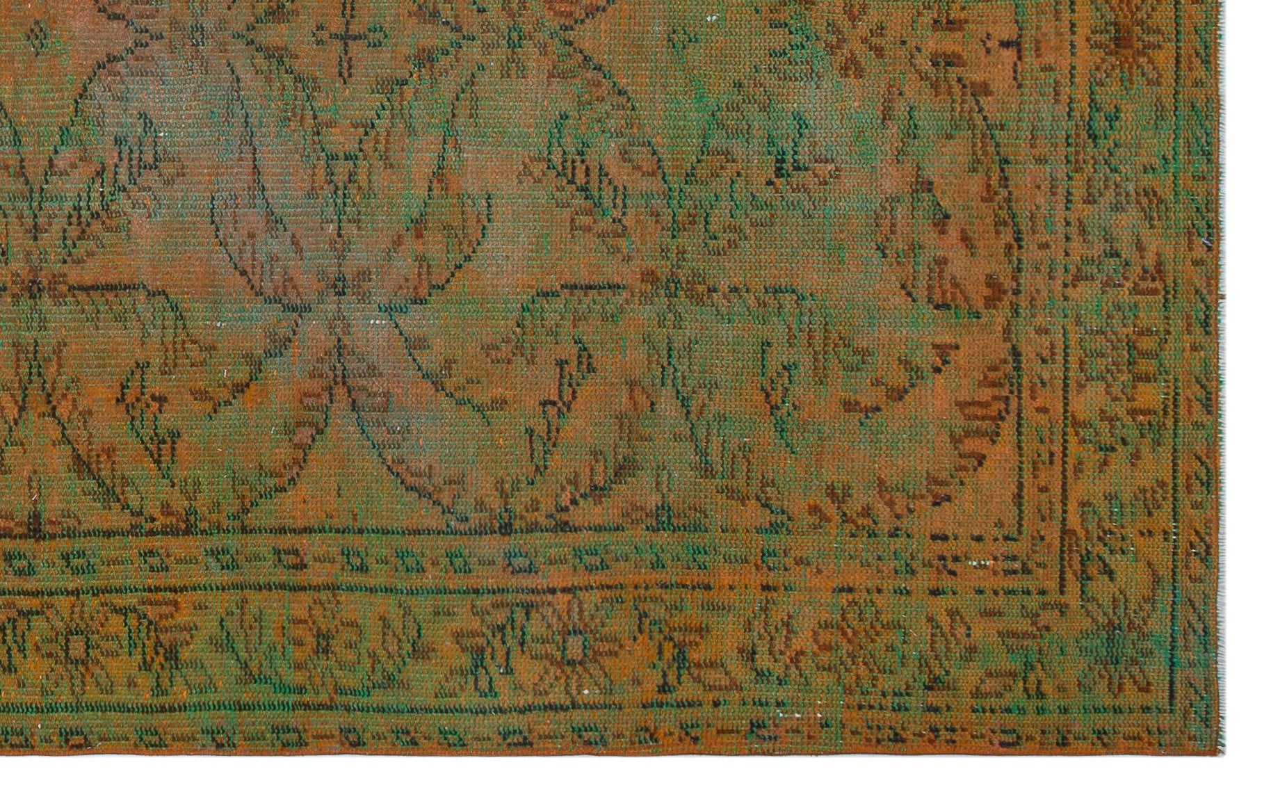 Atina Green Vintage Wool Handmade Area Rug 5'3" x 8'9"