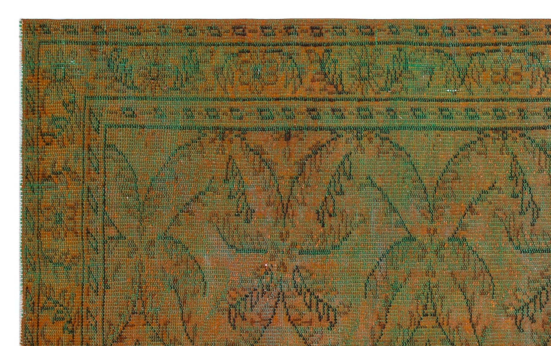 Atina Green Vintage Wool Handmade Area Rug 5'3" x 8'9"