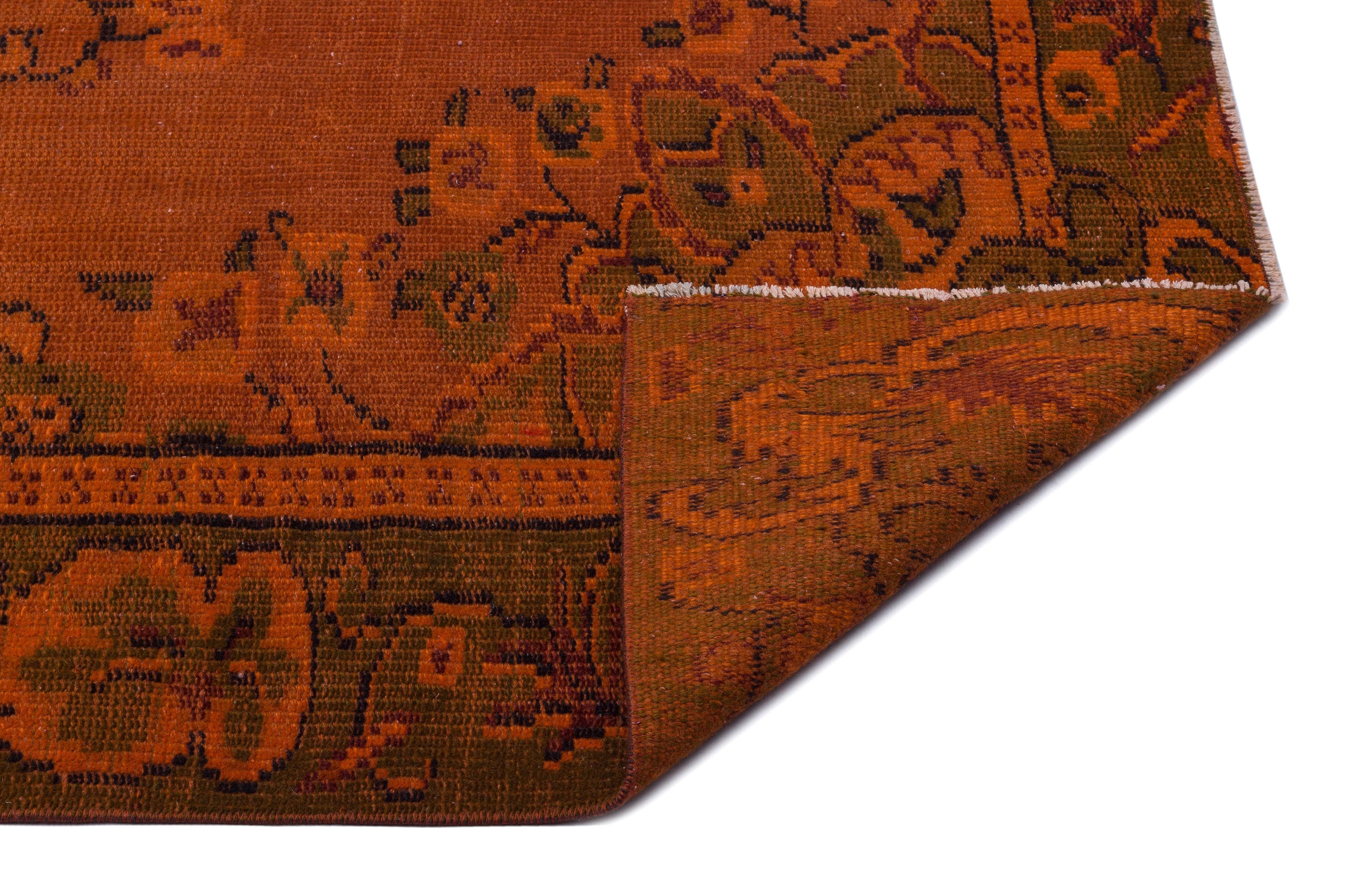Atina Orange Vintage Wool Handmade Area Rug 5'7" x 8'6"