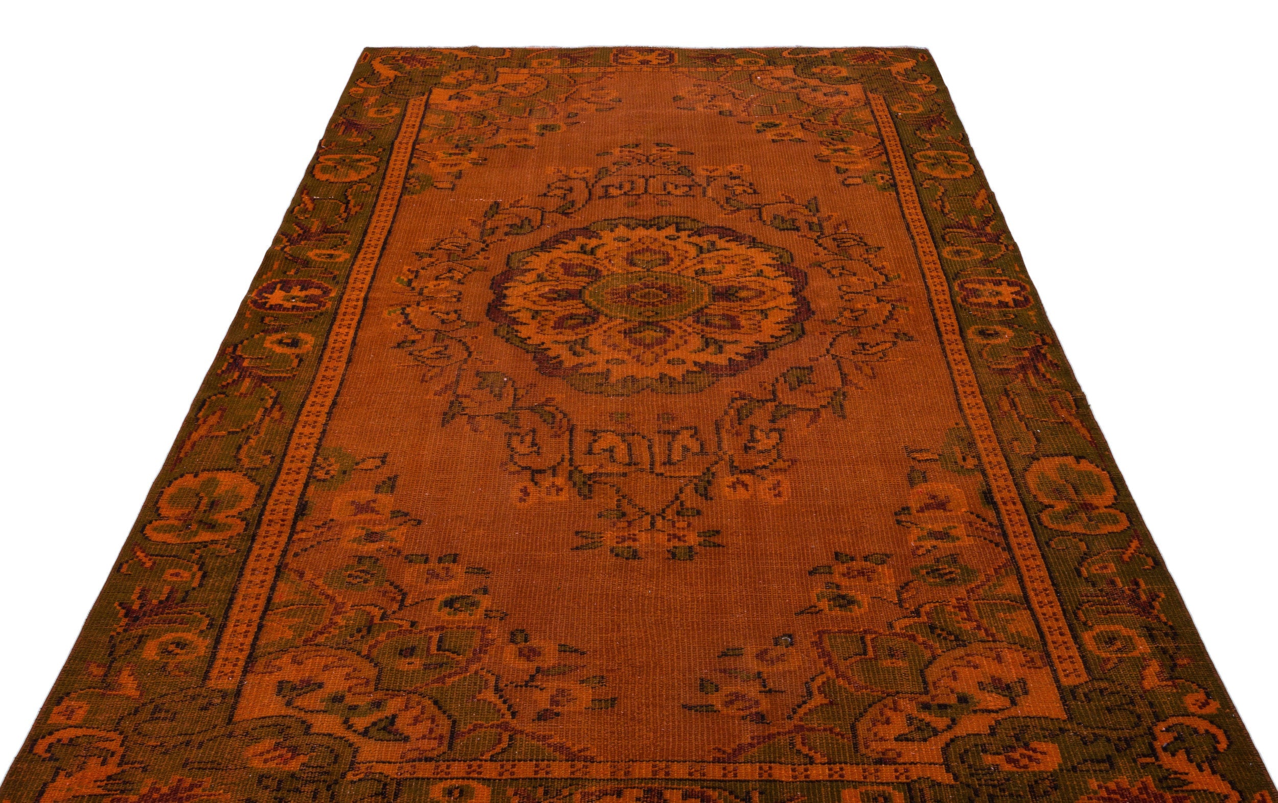 Atina Orange Vintage Wool Handmade Area Rug 5'7" x 8'6"
