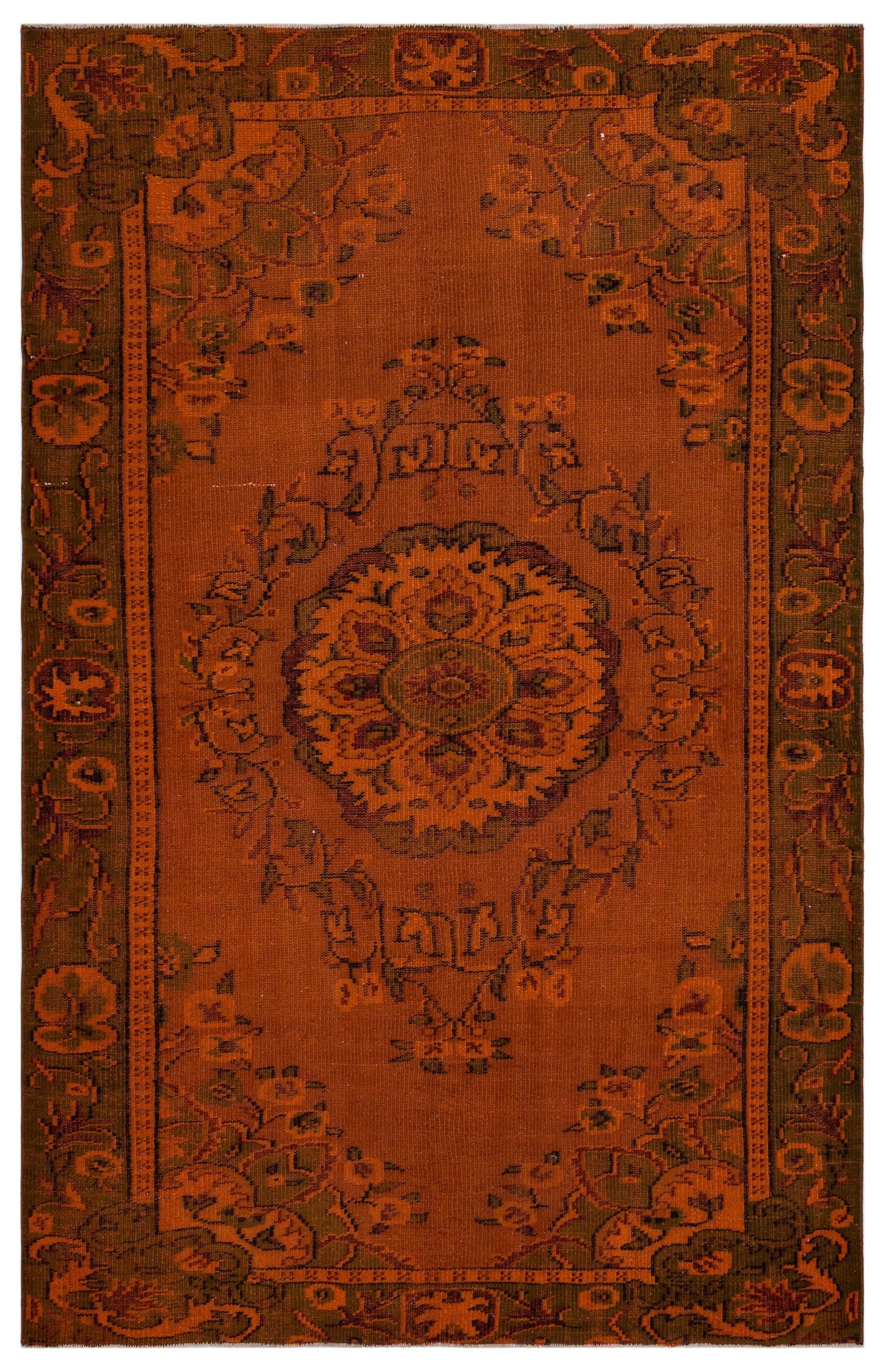 Atina Orange Vintage Wool Handmade Area Rug 5'7" x 8'6"