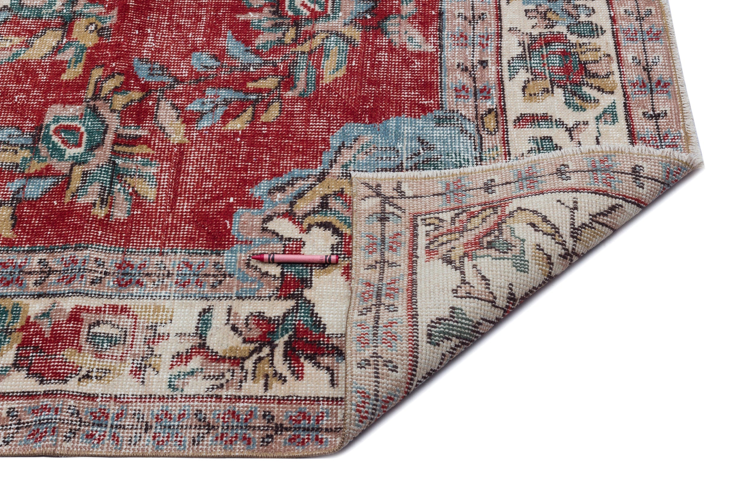 Atina Red Vintage Wool Handmade Area Rug 5'10" x 8'11"