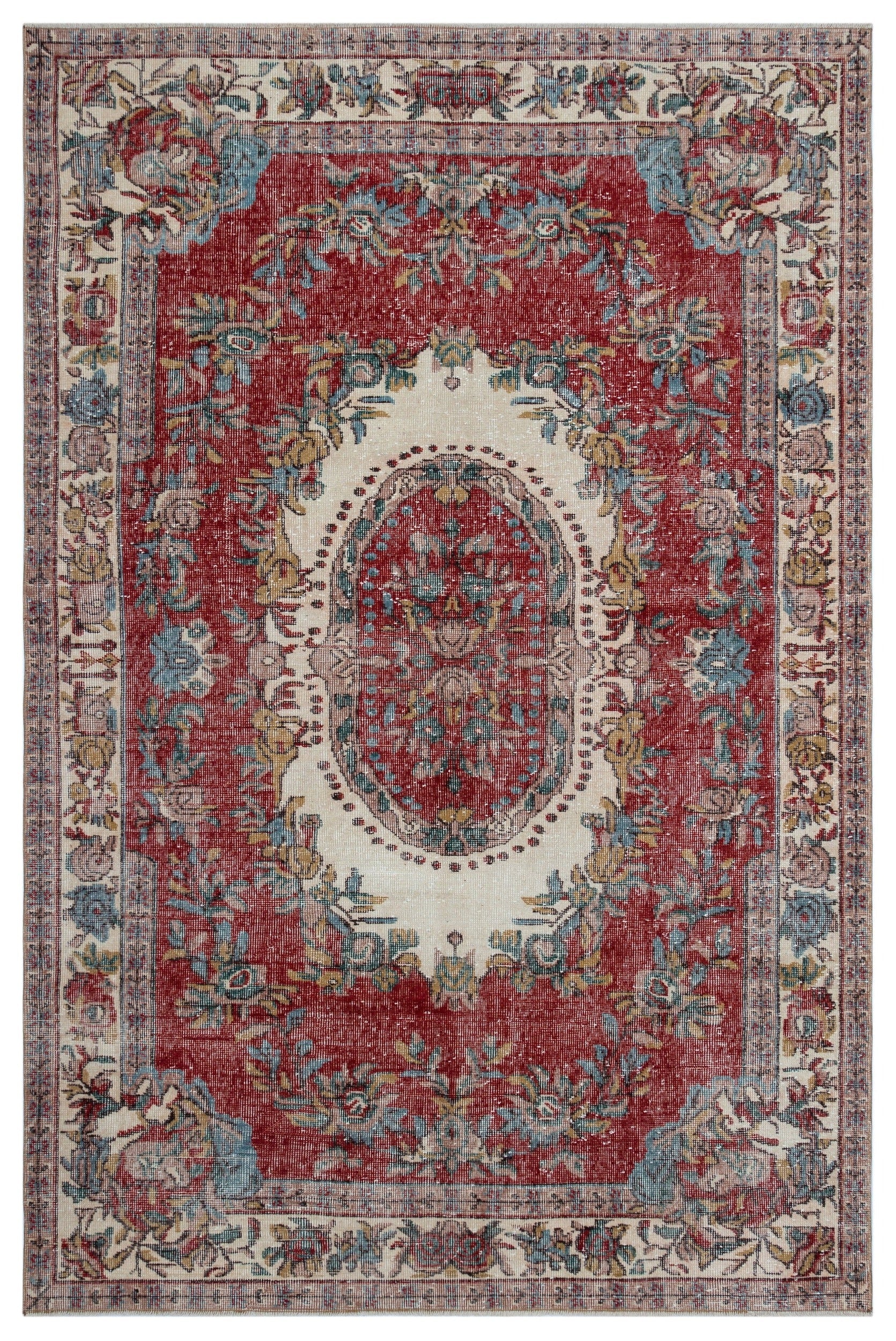 Atina Red Vintage Wool Handmade Area Rug 5'10" x 8'11"