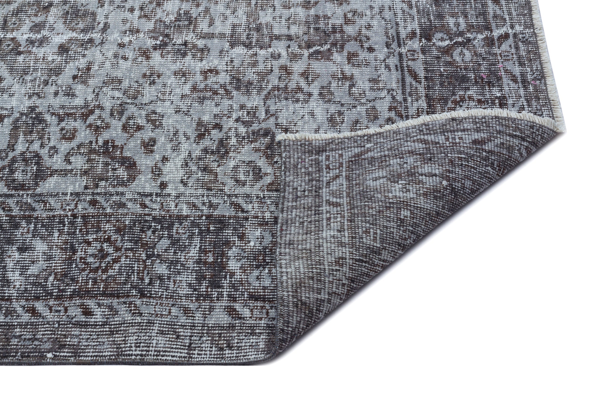 Atina Grey Vintage Wool Handmade Area Rug 6'2" x 9'4"
