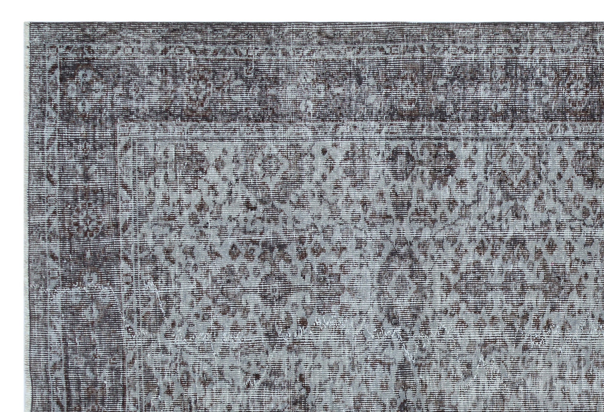 Atina Grey Vintage Wool Handmade Area Rug 6'2" x 9'4"