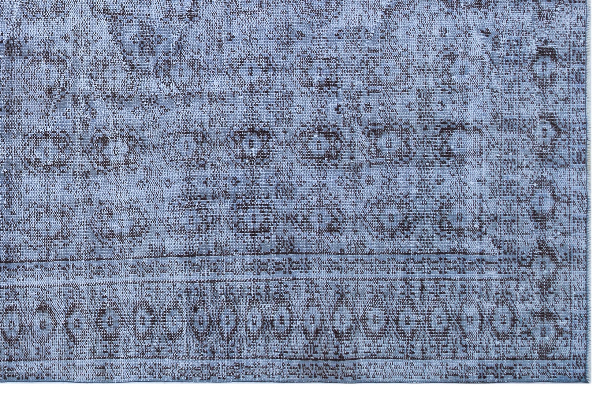Atina Blue Vintage Wool Handmade Area Rug 6'3" x 9'3"