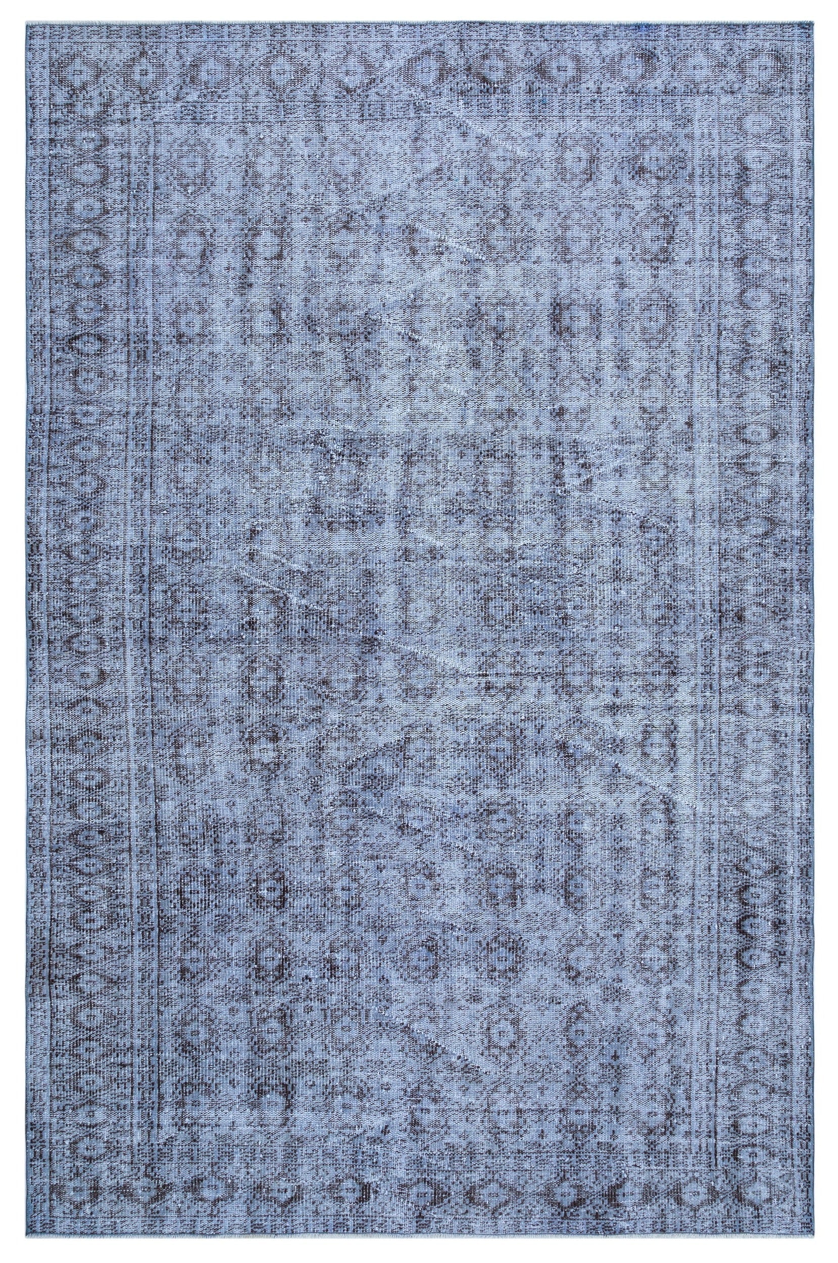Atina Blue Vintage Wool Handmade Area Rug 6'3" x 9'3"