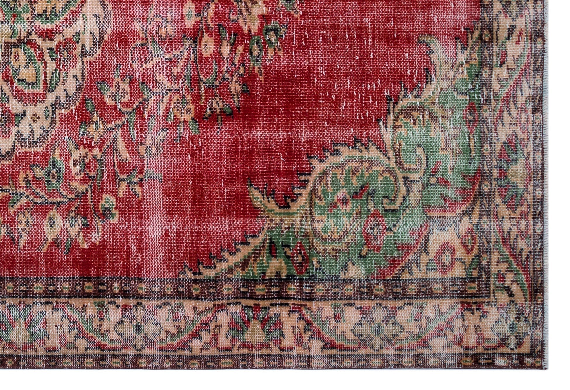 Atina Red Vintage Wool Handmade Area Rug 6'0" x 9'3"