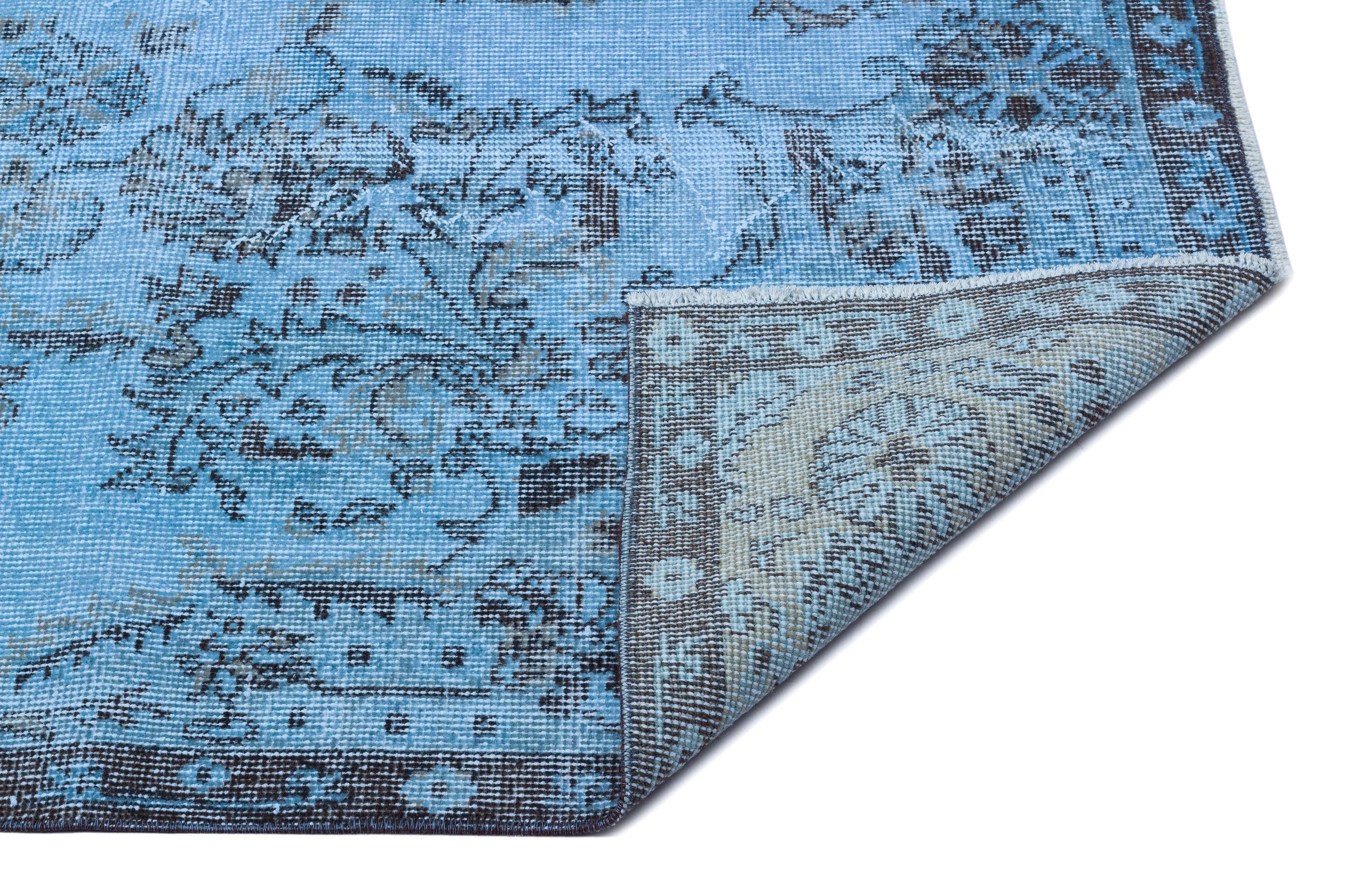 Atina Blue Vintage Wool Handmade Area Rug 5'10" x 9'7"