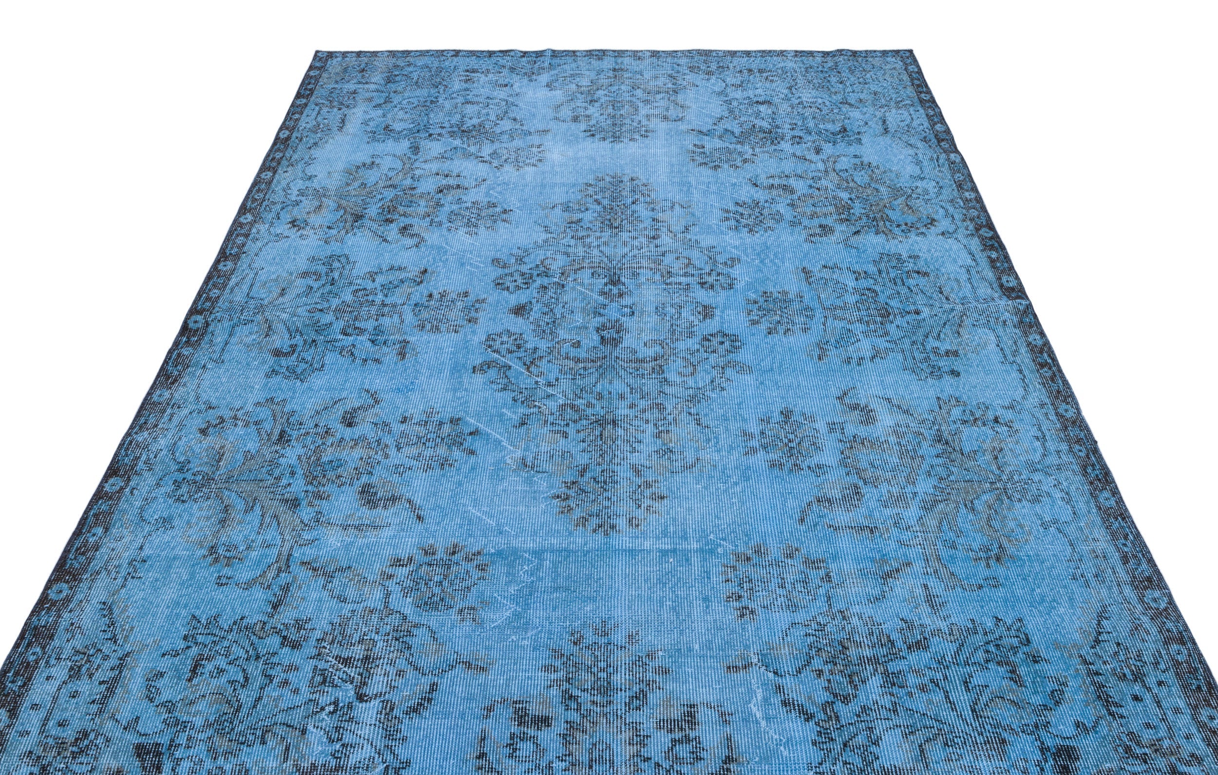 Atina Blue Vintage Wool Handmade Area Rug 5'10" x 9'7"