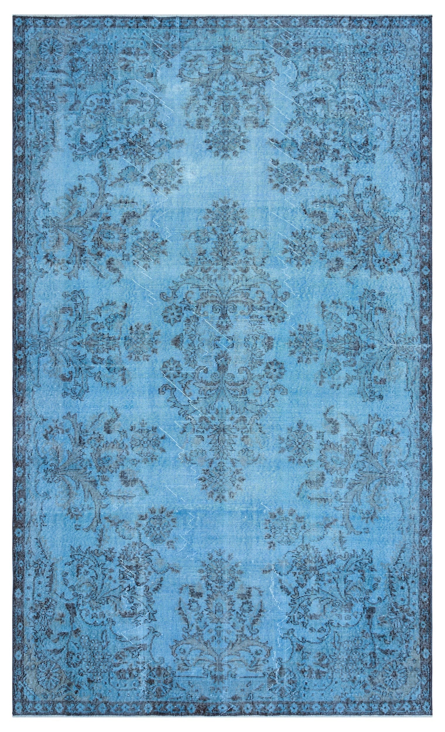 Atina Blue Vintage Wool Handmade Area Rug 5'10" x 9'7"