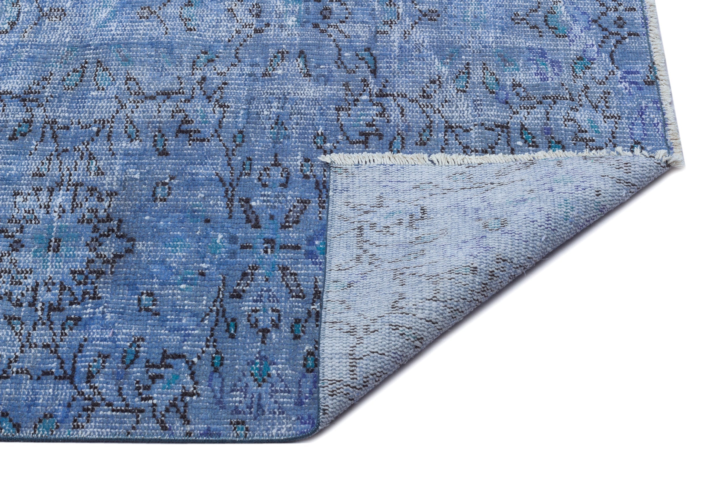 Atina Blue Vintage Wool Handmade Area Rug 7'3" x 10'4"