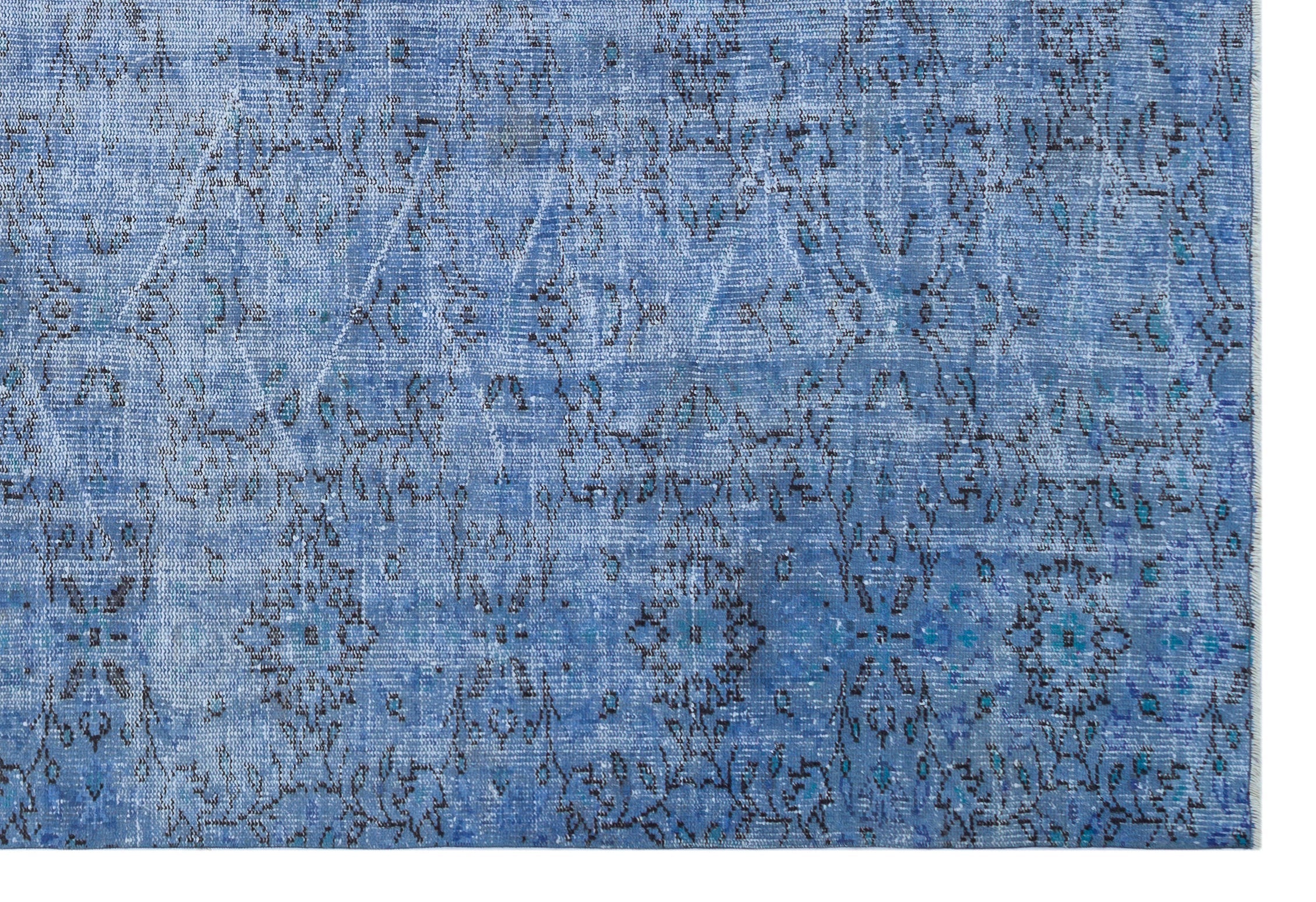 Atina Blue Vintage Wool Handmade Area Rug 7'3" x 10'4"