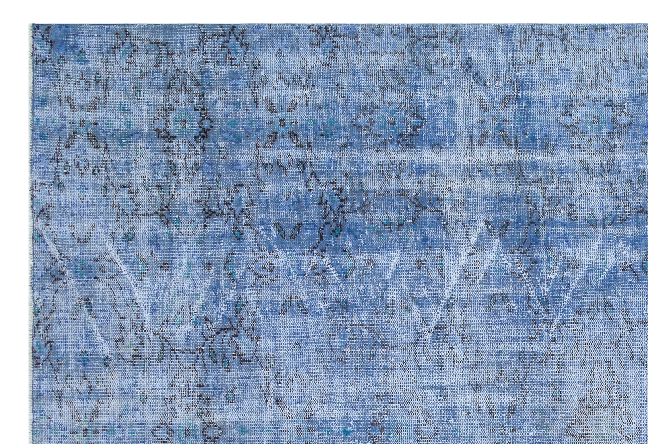 Atina Blue Vintage Wool Handmade Area Rug 7'3" x 10'4"