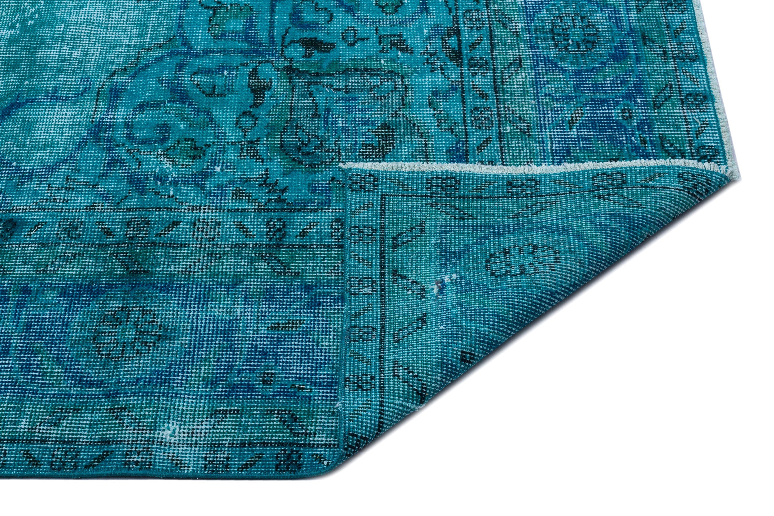 Atina Turquoise Vintage Wool Handmade Area Rug 6'9" x 10'3"