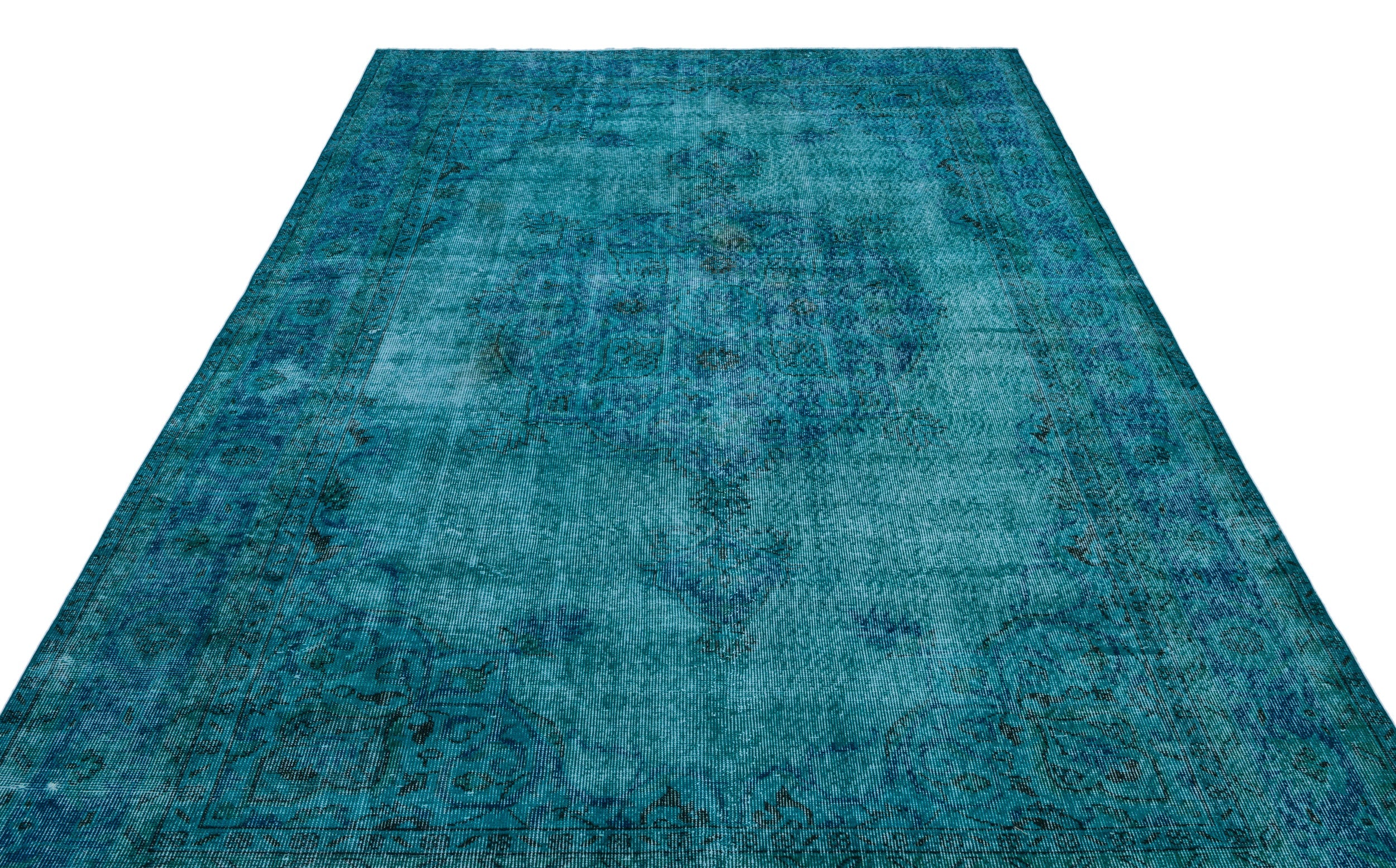 Atina Turquoise Vintage Wool Handmade Area Rug 6'9" x 10'3"