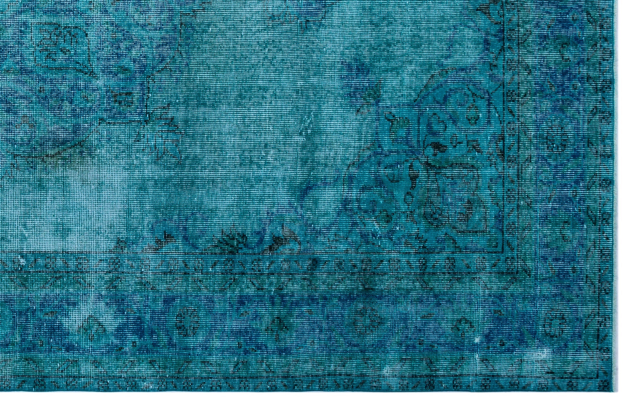 Atina Turquoise Vintage Wool Handmade Area Rug 6'9" x 10'3"