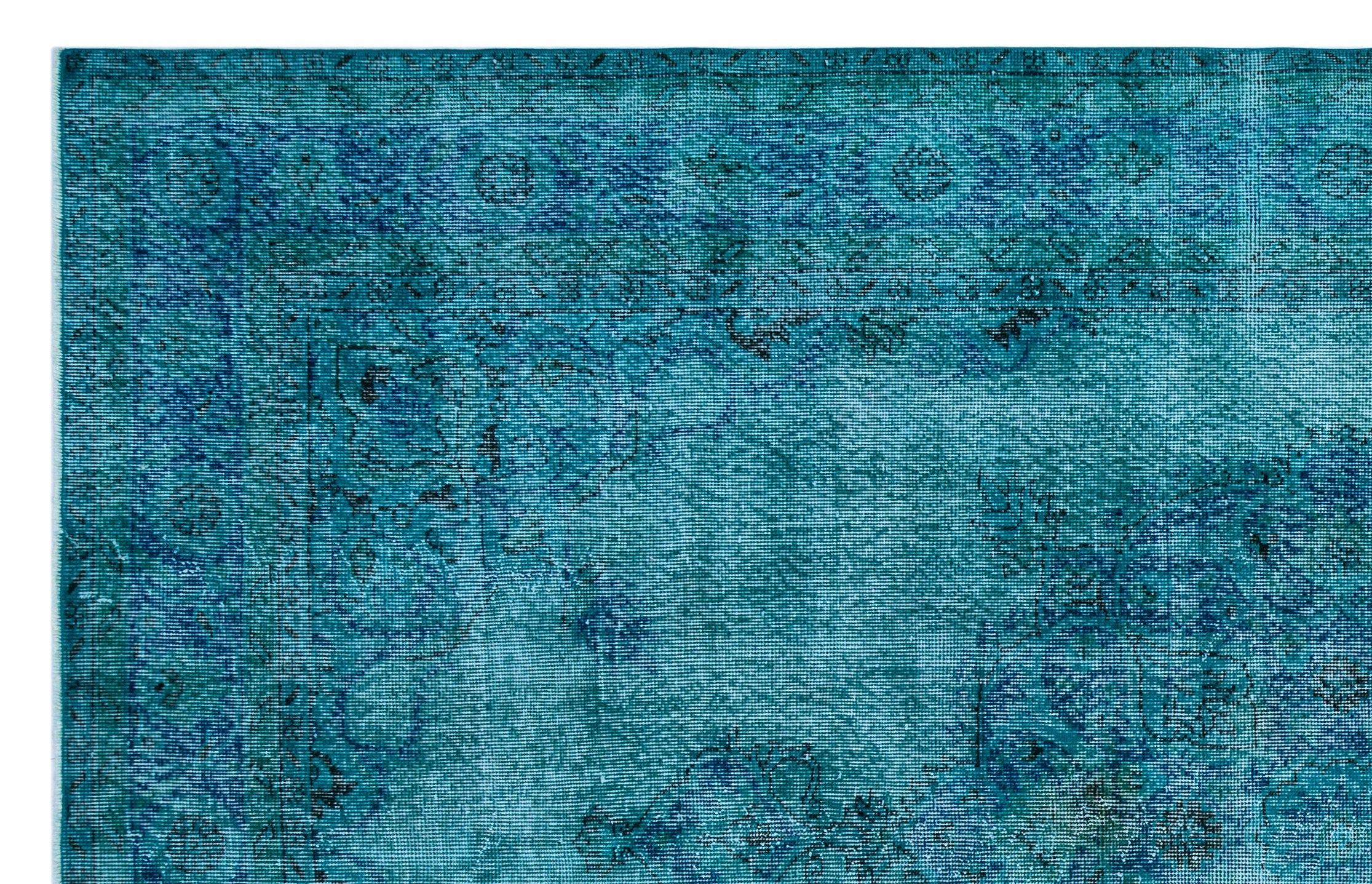 Atina Turquoise Vintage Wool Handmade Area Rug 6'9" x 10'3"