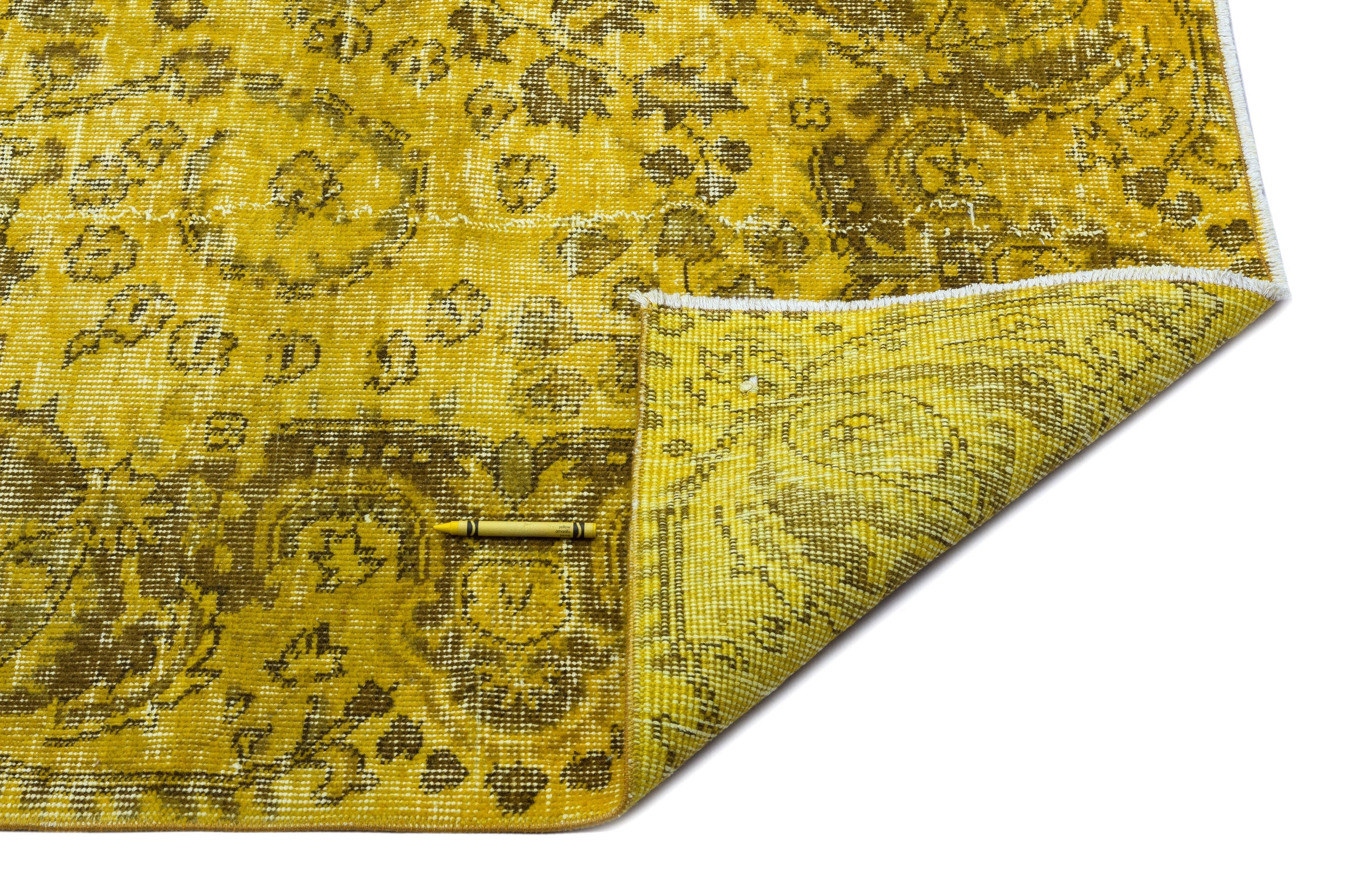 Atina Yellow Vintage Wool Handmade Area Rug 5'1" x 8'4"