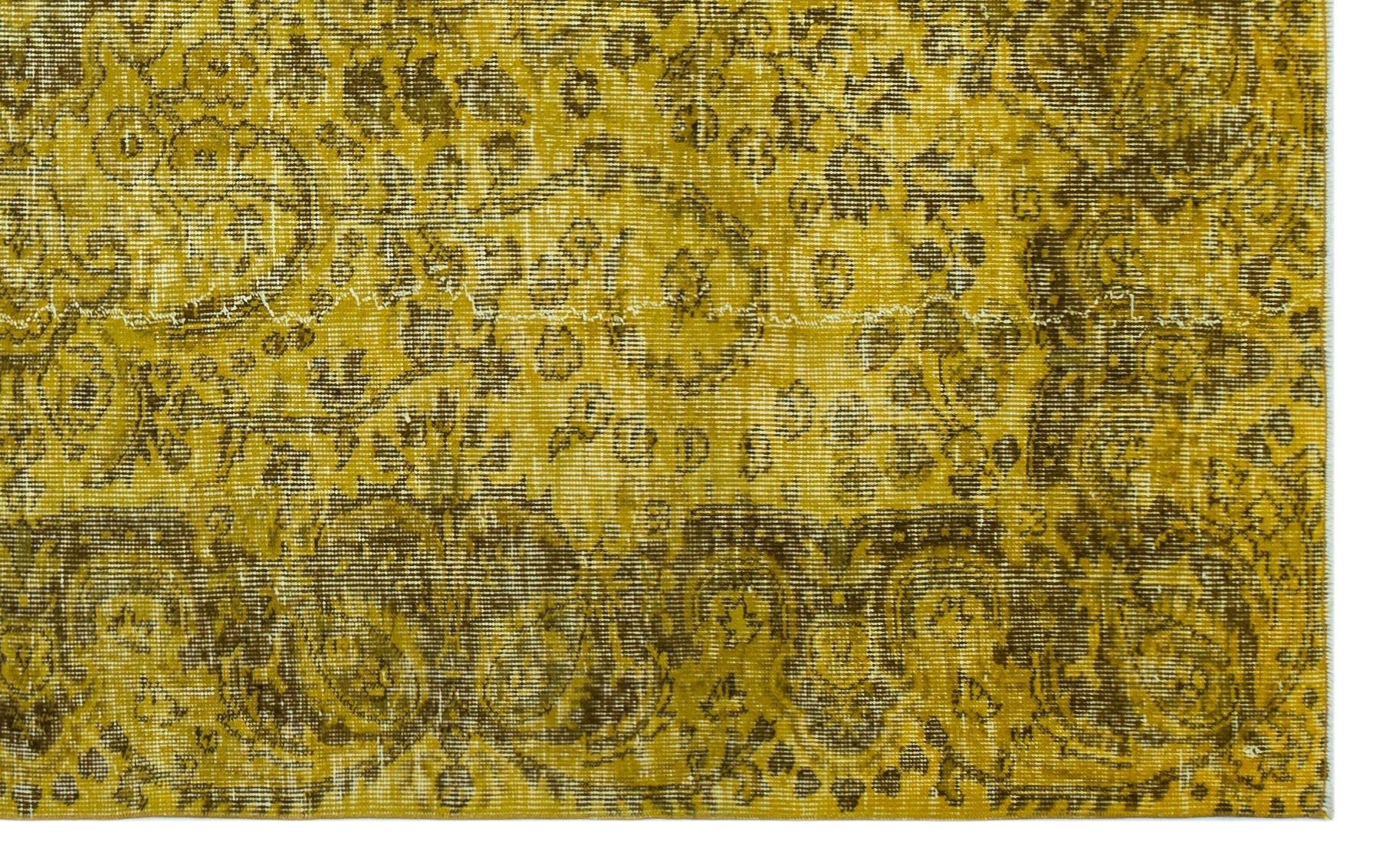 Atina Yellow Vintage Wool Handmade Area Rug 5'1" x 8'4"