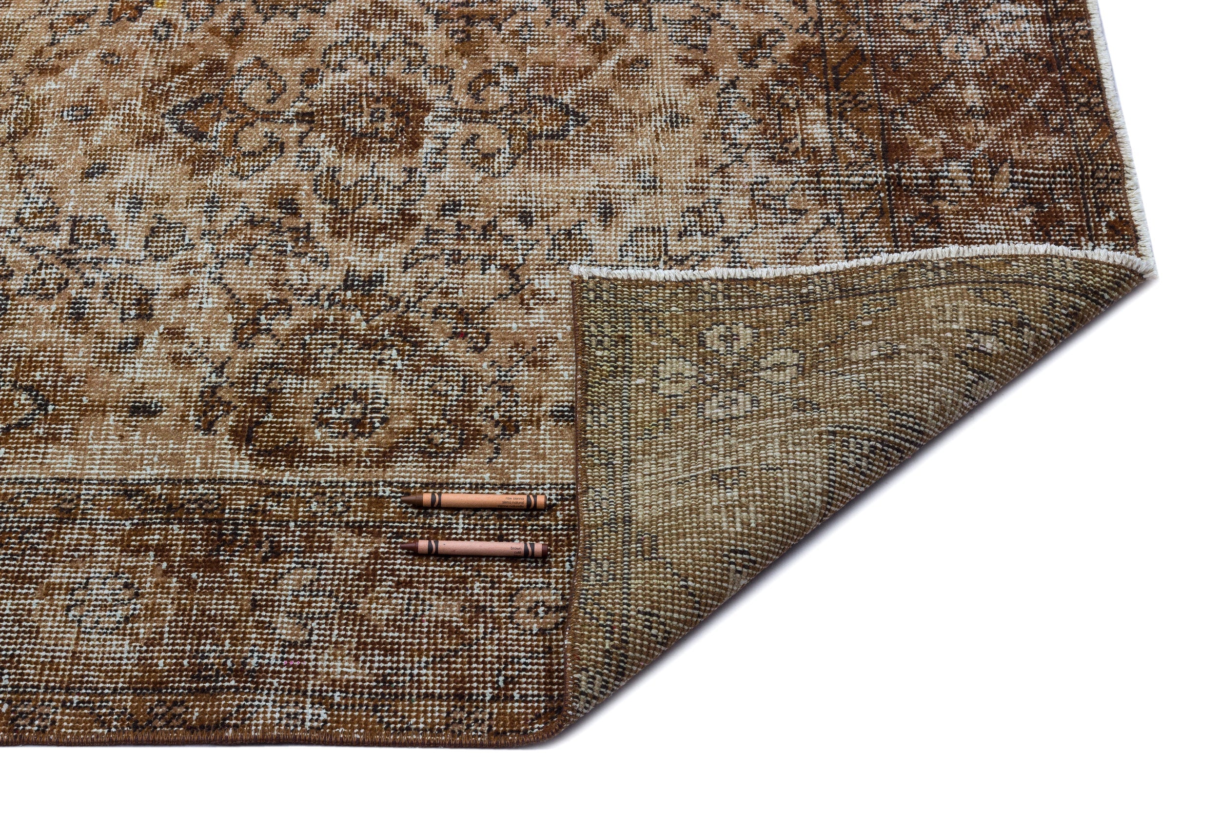 Atina Brown Vintage Wool Handmade Area Rug 5'7" x 9'3"