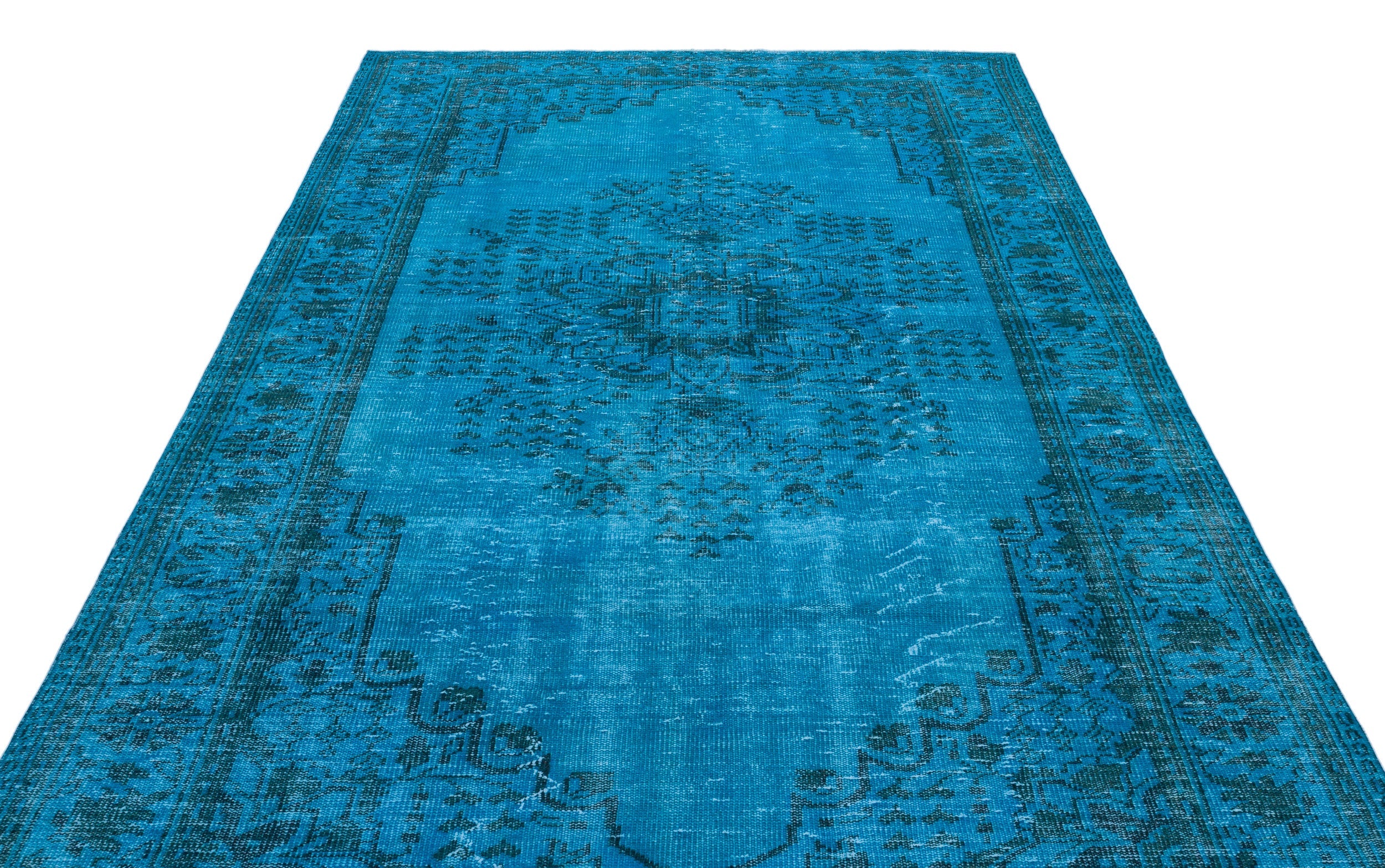 Atina Turquoise Vintage Wool Handmade Area Rug 6'3" x 10'0"