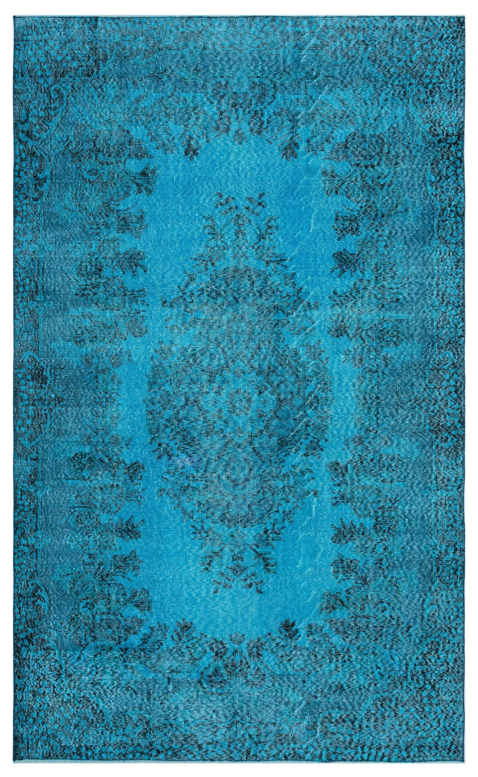 Atina Turquoise Vintage Wool Handmade Area Rug 5'6" x 9'1"