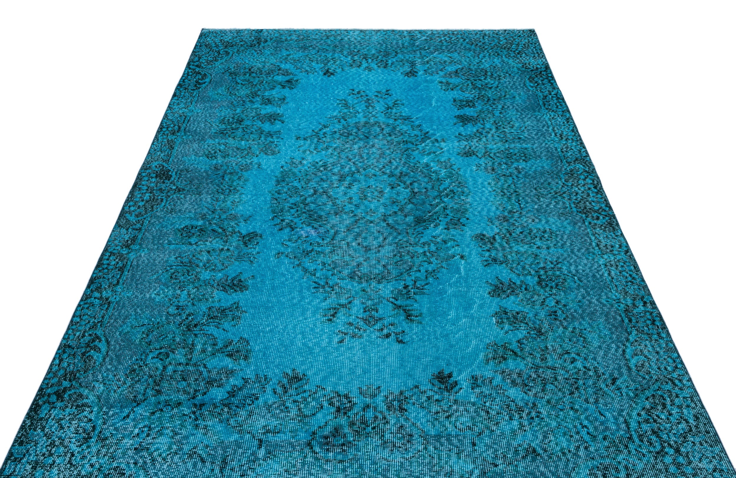 Atina Turquoise Vintage Wool Handmade Area Rug 5'6" x 9'1"