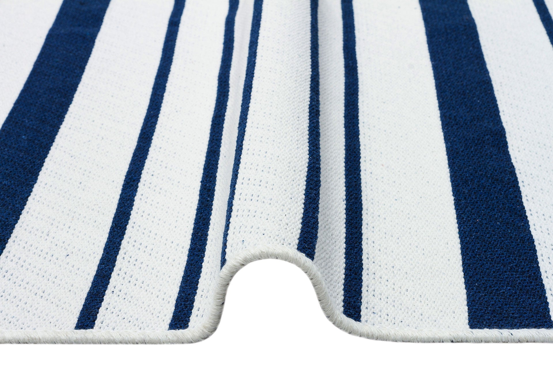 Blue Striped Cotton Kilim - Washable Non Slip Modern Woven Rug for Living Room