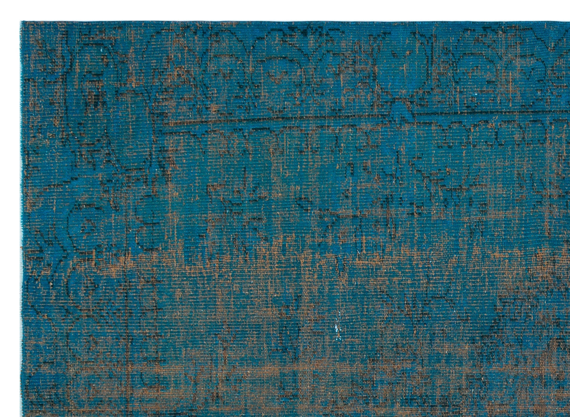Atina Turquoise Vintage Wool Handmade Area Rug 6'4" x 8'10"