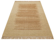 Beige Cotton Kilim - Modern Striped Cotton Rug | Non Slip Flatweave Carpet