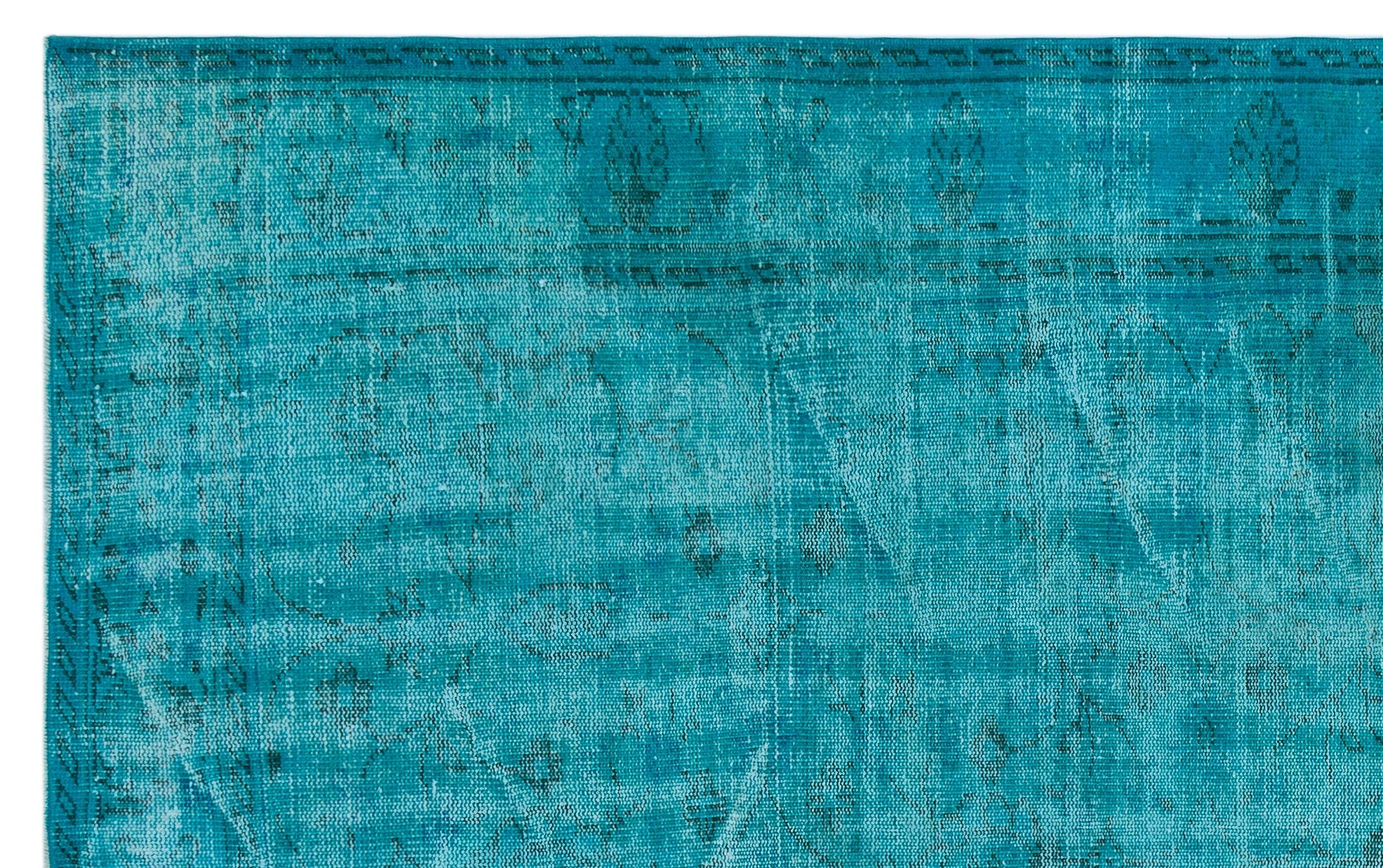 Atina Turquoise Vintage Wool Handmade Area Rug 5'9" x 9'1"