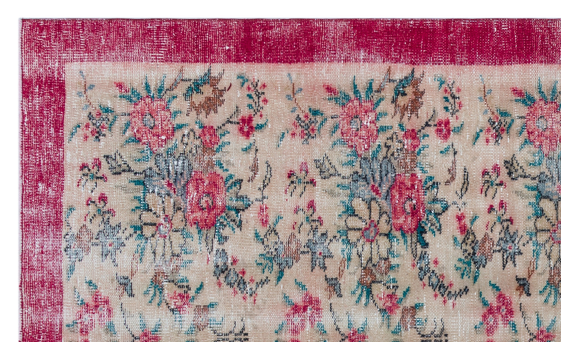 Atina Cream Vintage Wool Handmade Area Rug 4'11" x 8'5"