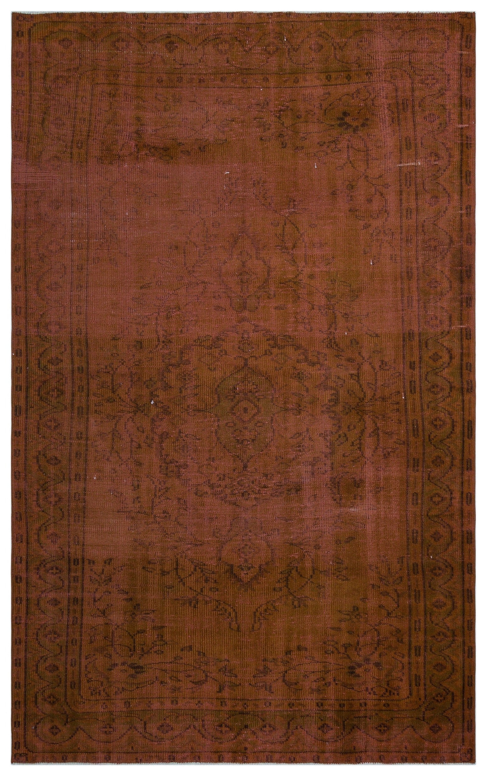 Atina Brown Vintage Wool Handmade Area Rug 5'10" x 9'7"