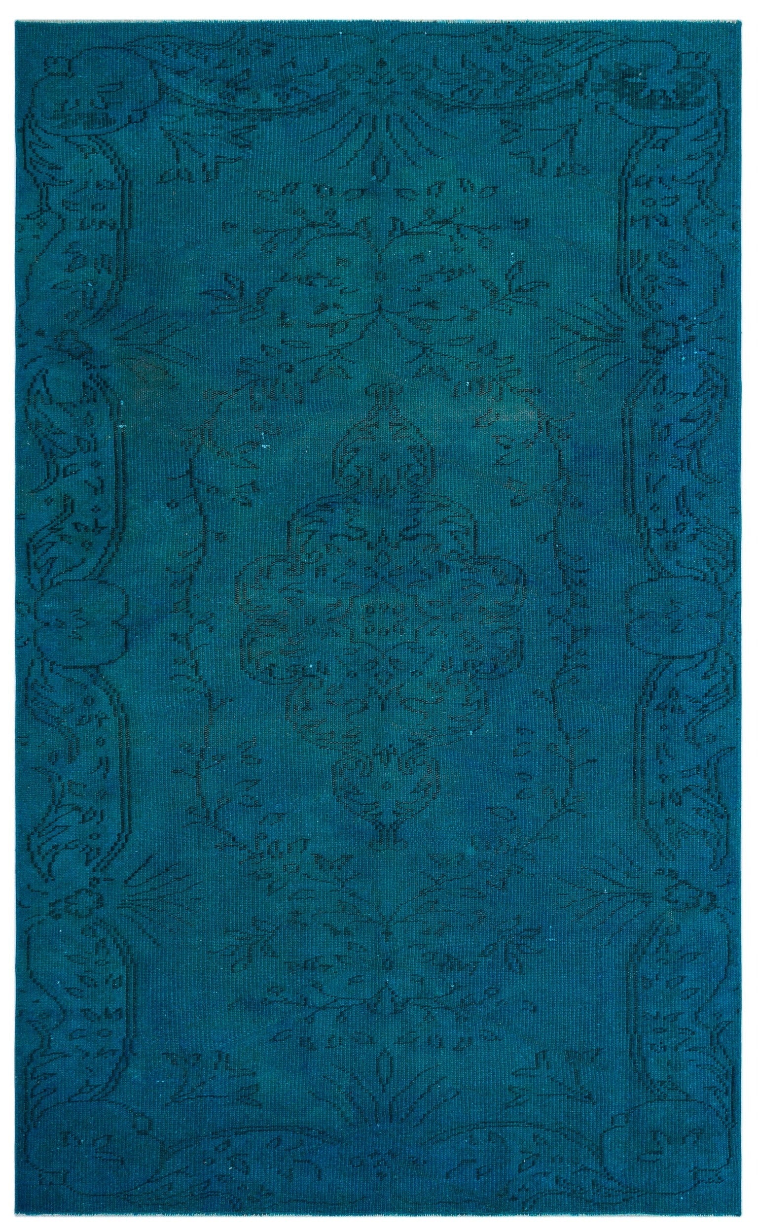 Atina Turquoise Vintage Wool Handmade Area Rug 5'3" x 8'5"
