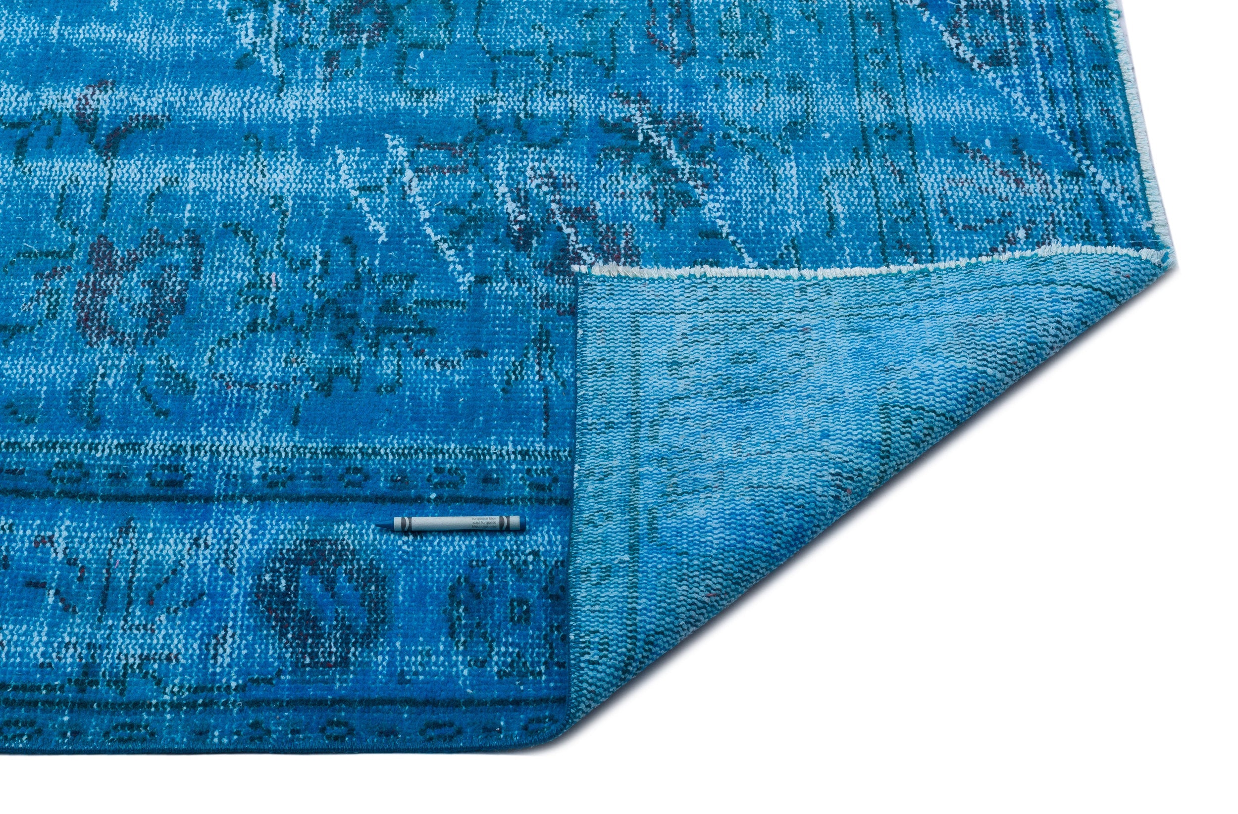 Atina Turquoise Vintage Wool Handmade Area Rug 5'10" x 9'9"