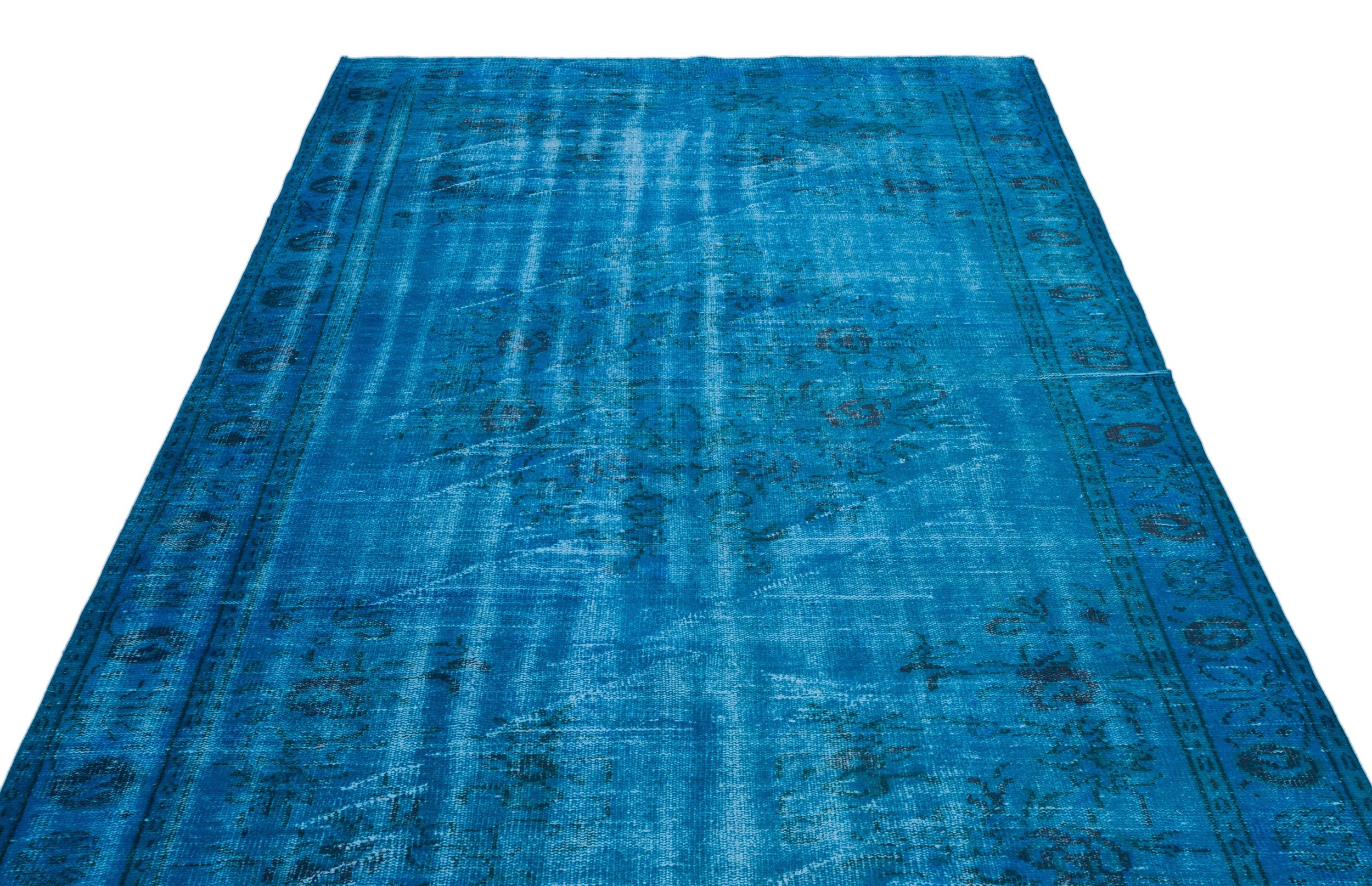 Atina Turquoise Vintage Wool Handmade Area Rug 5'10" x 9'9"