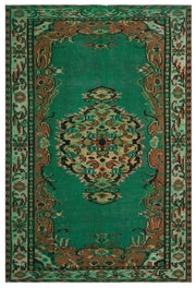 Atina Green Vintage Wool Handmade Area Rug 5'1" x 9'1"