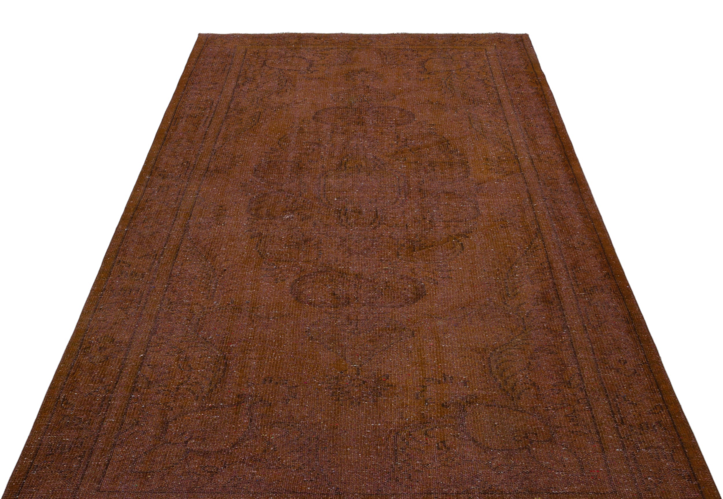 Atina Brown Vintage Wool Handmade Area Rug 5'5" x 9'3"