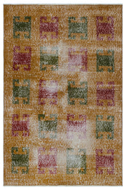 Atina Brown Vintage Wool Handmade Area Rug 3'5" x 5'2"