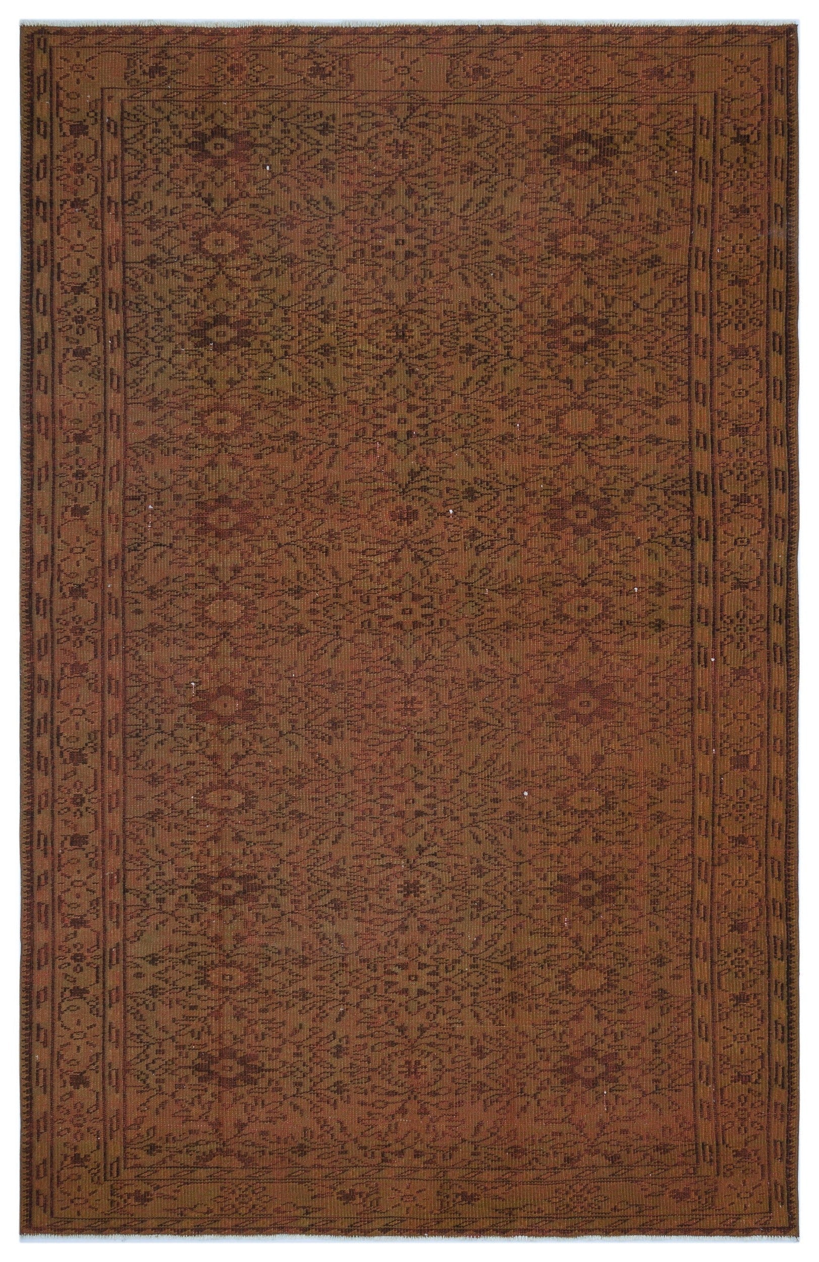 Atina Brown Vintage Wool Handmade Area Rug 5'9" x 8'9"